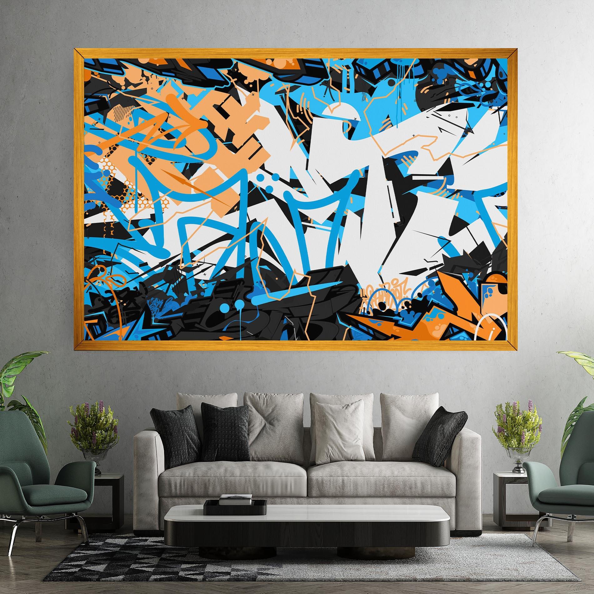 Leinwandbild White Orange Graffiti mockup 7