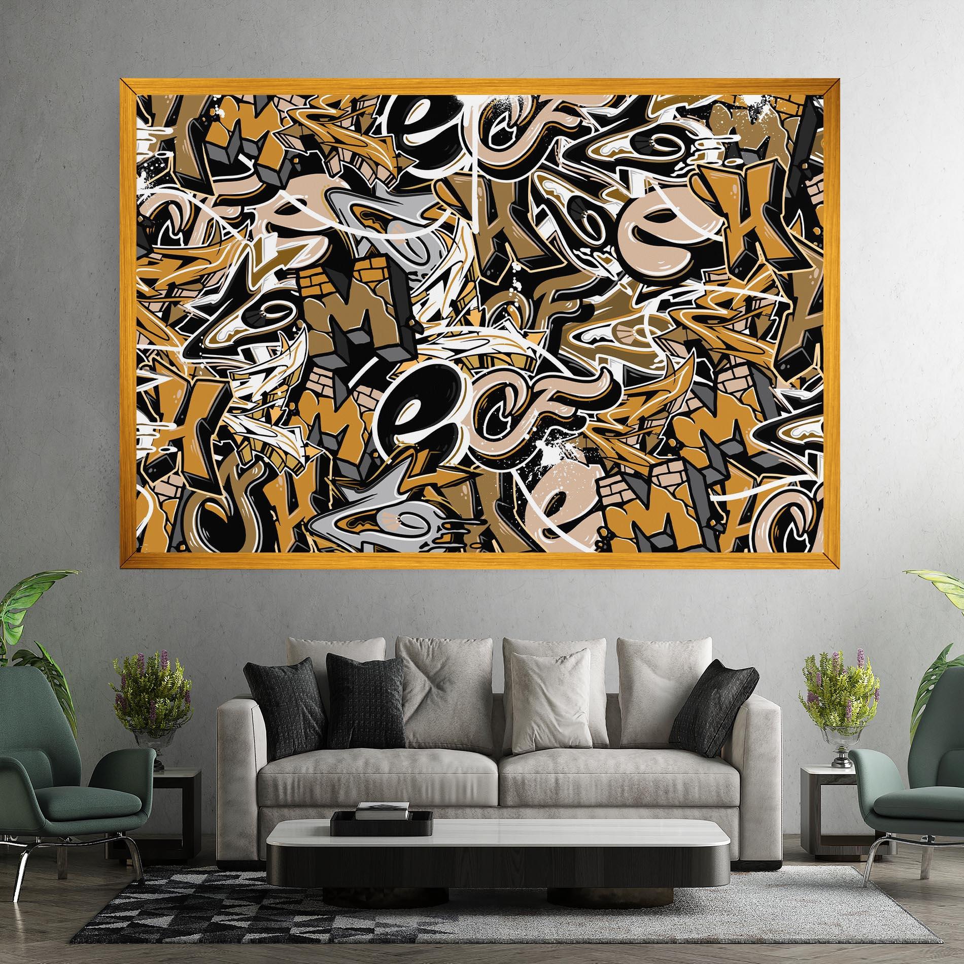 Leinwandbild Yellow White Graffiti mockup 7