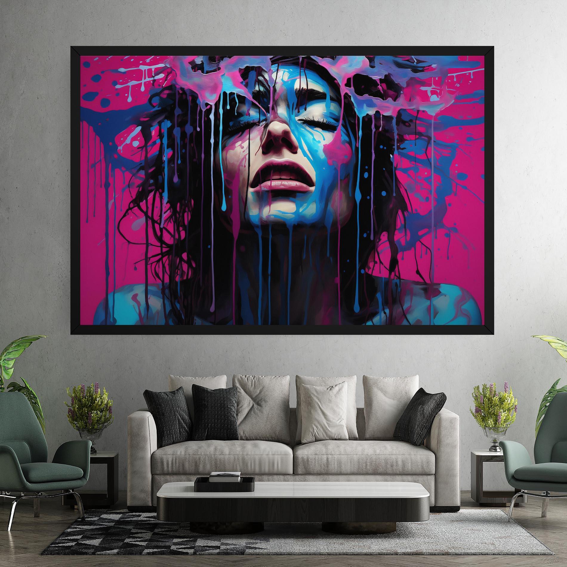 Leinwandbild Blue Pink Woman mockup 7