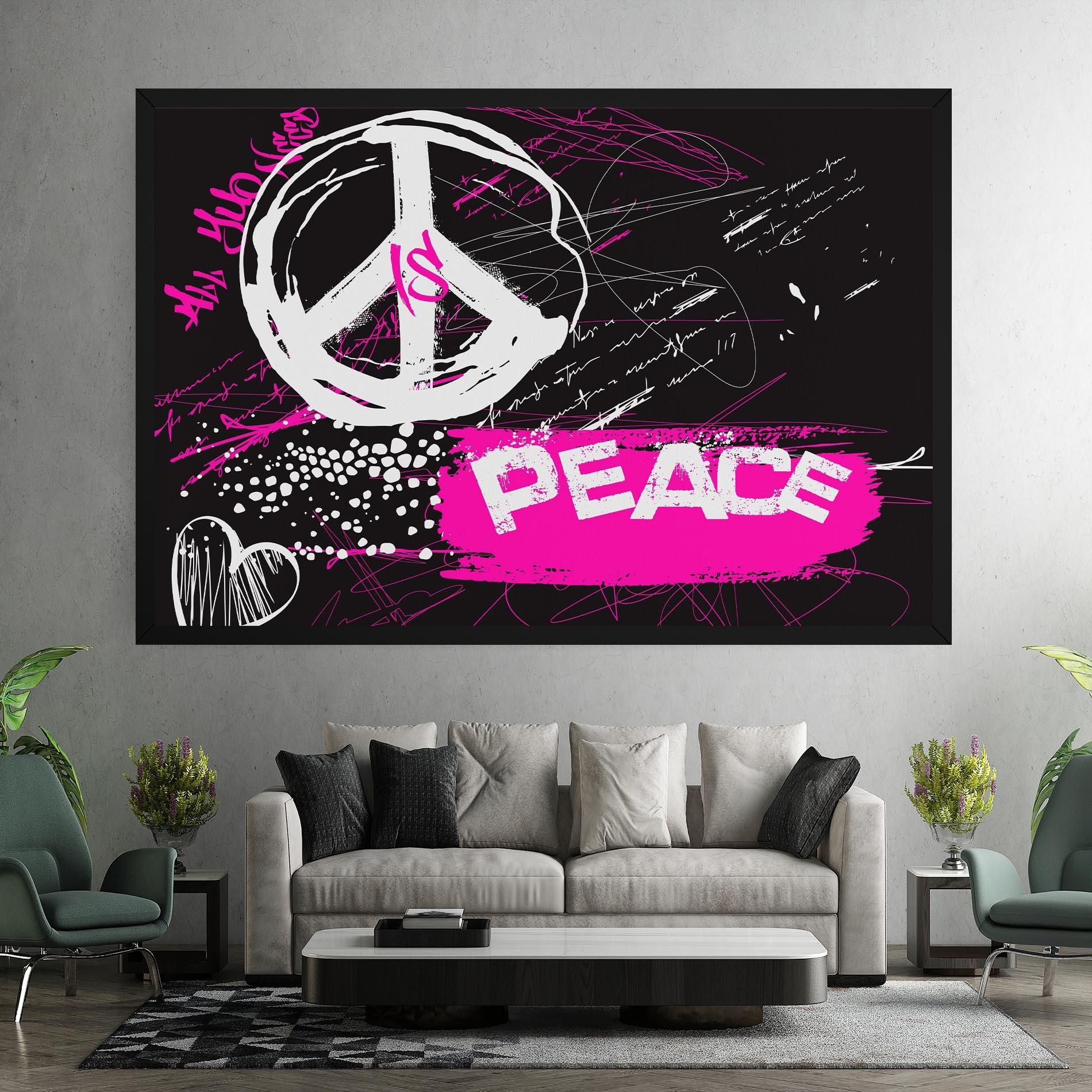 Leinwandbild Graffiti Pink Peace mockup 7