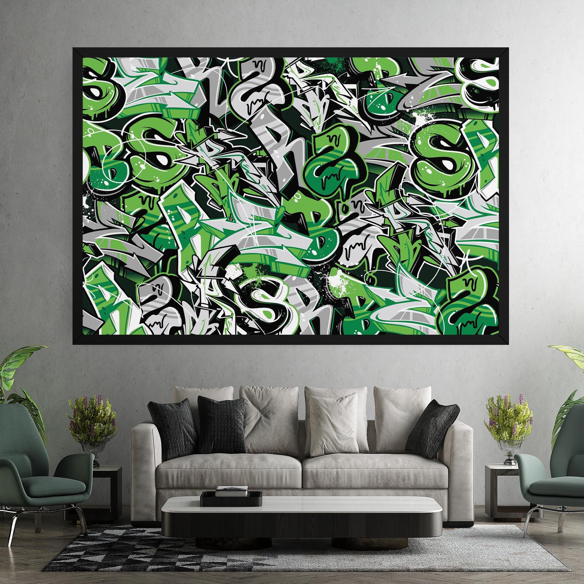 Leinwandbild Green Graffiti Letters mockup 7