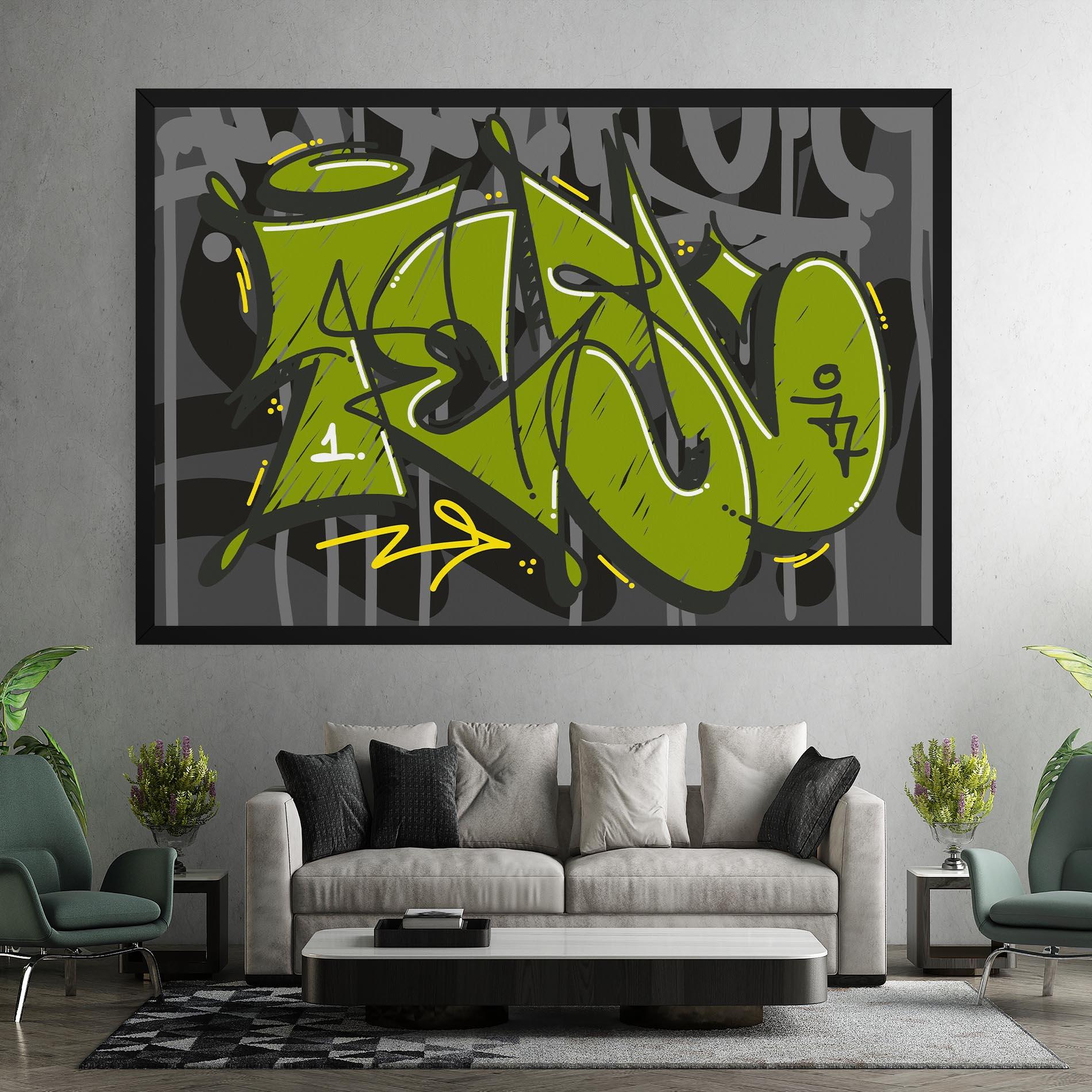Leinwandbild Green Grey Graffti mockup 7
