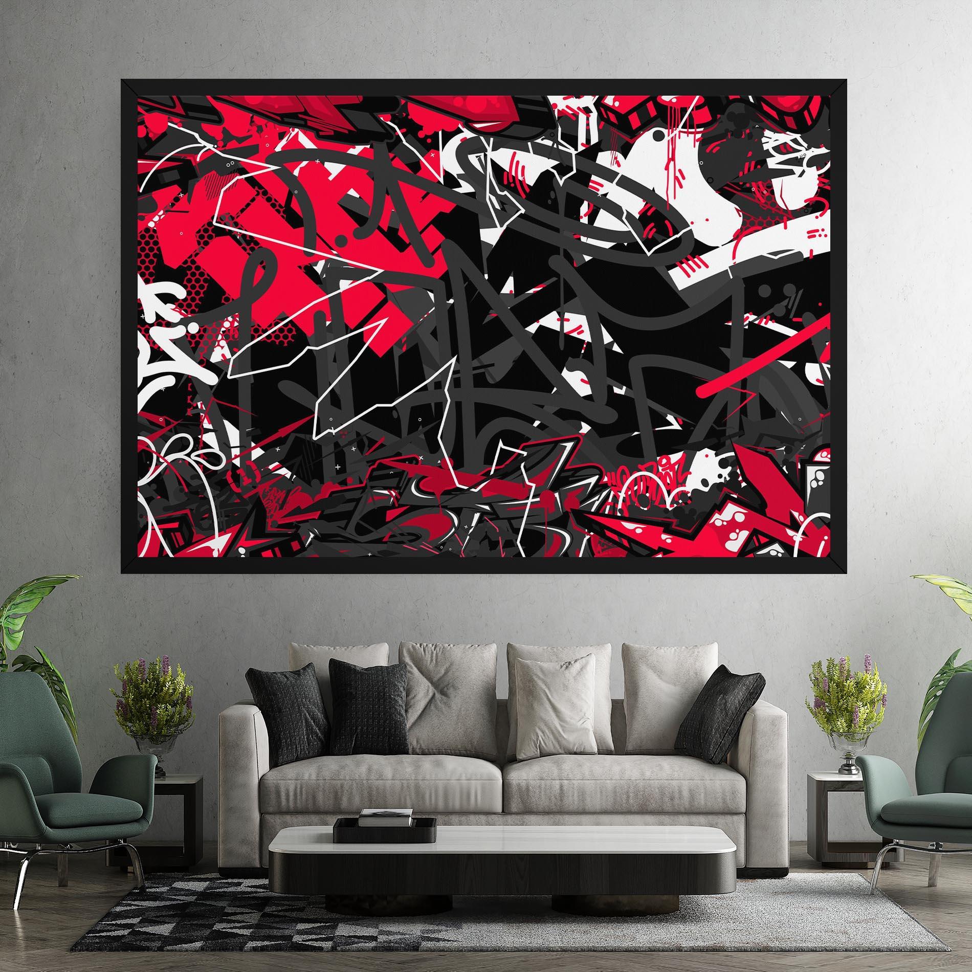 Leinwandbild Grey Red Graffiti mockup 7