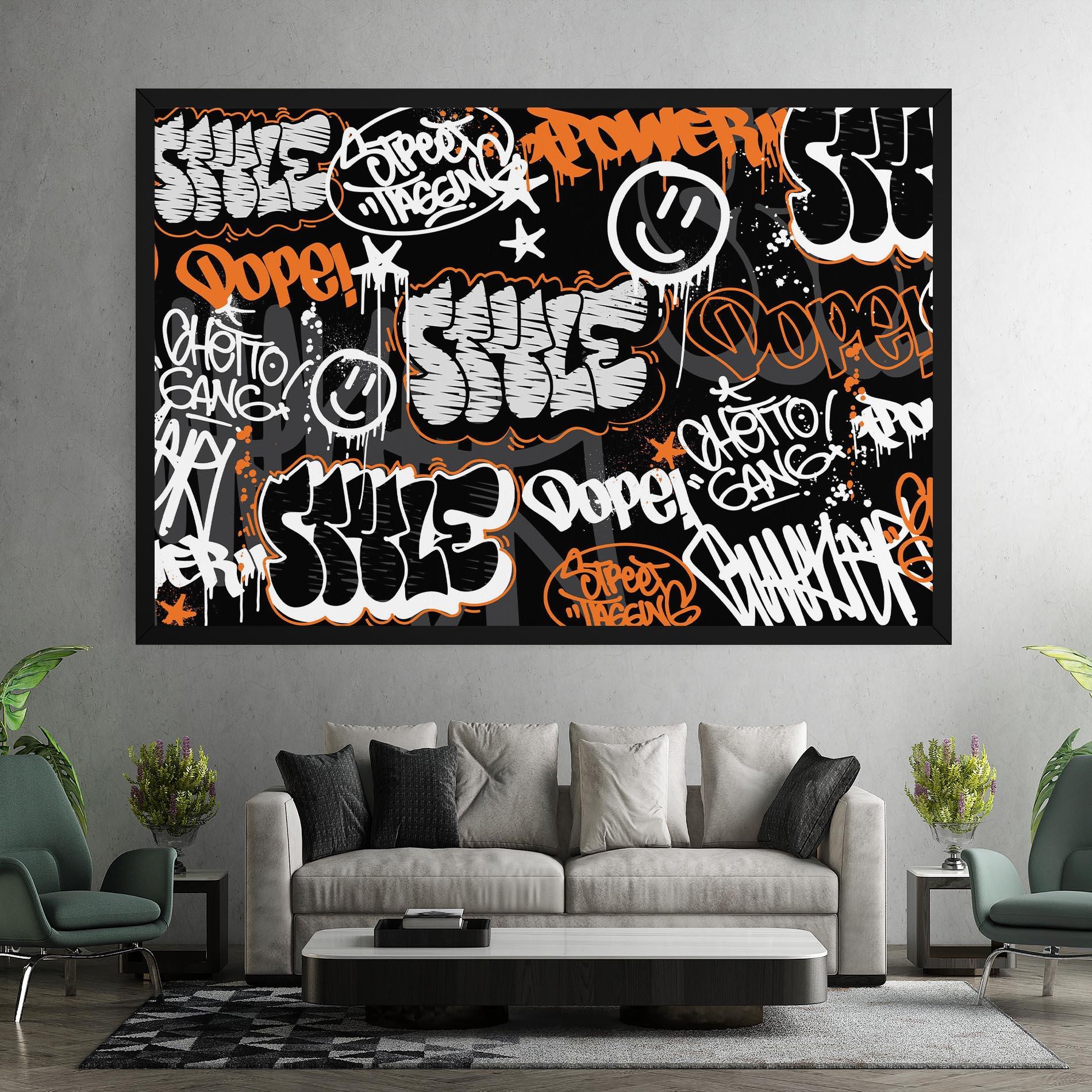 Leinwandbild Orange Black Graffiti mockup 7