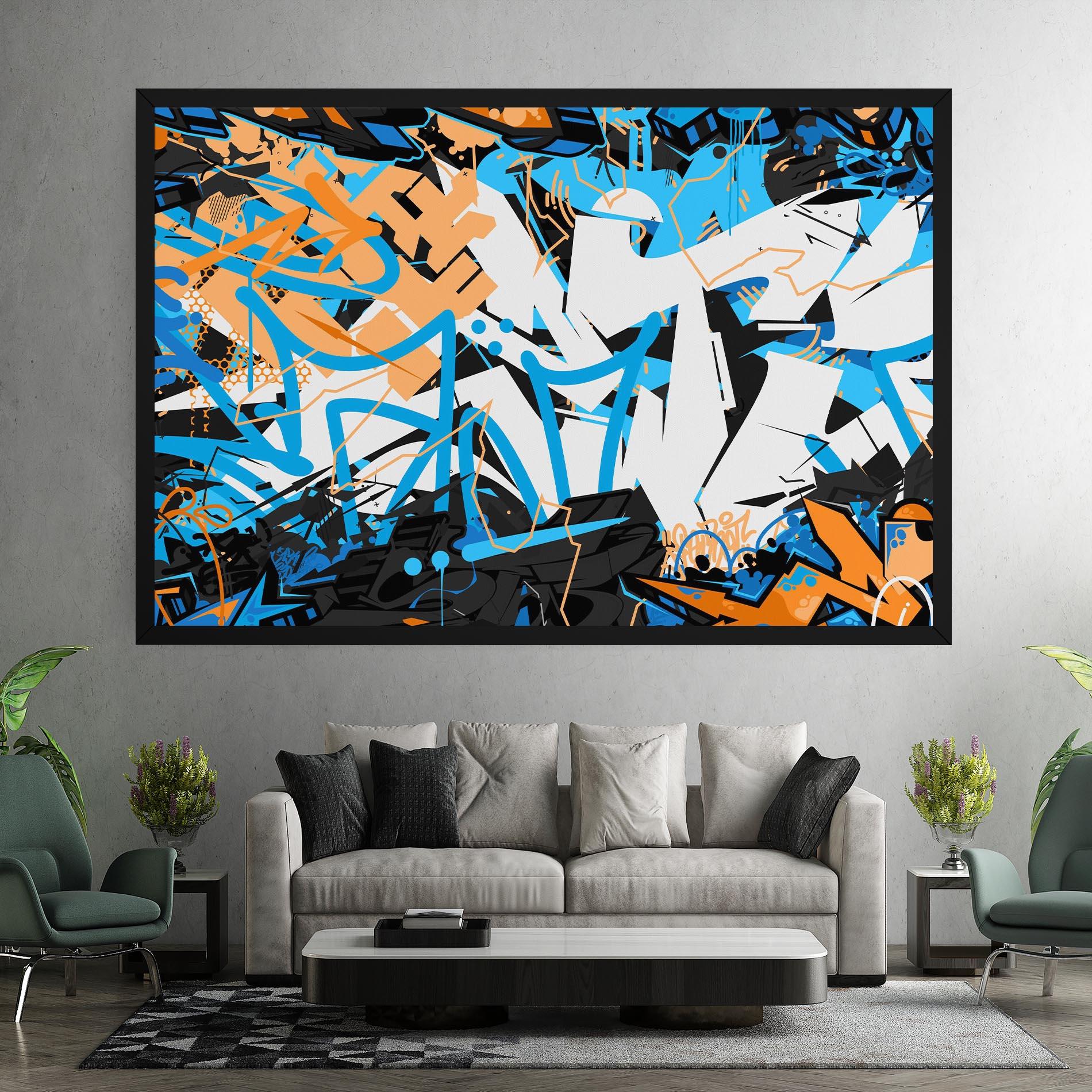 Leinwandbild White Orange Graffiti mockup 7
