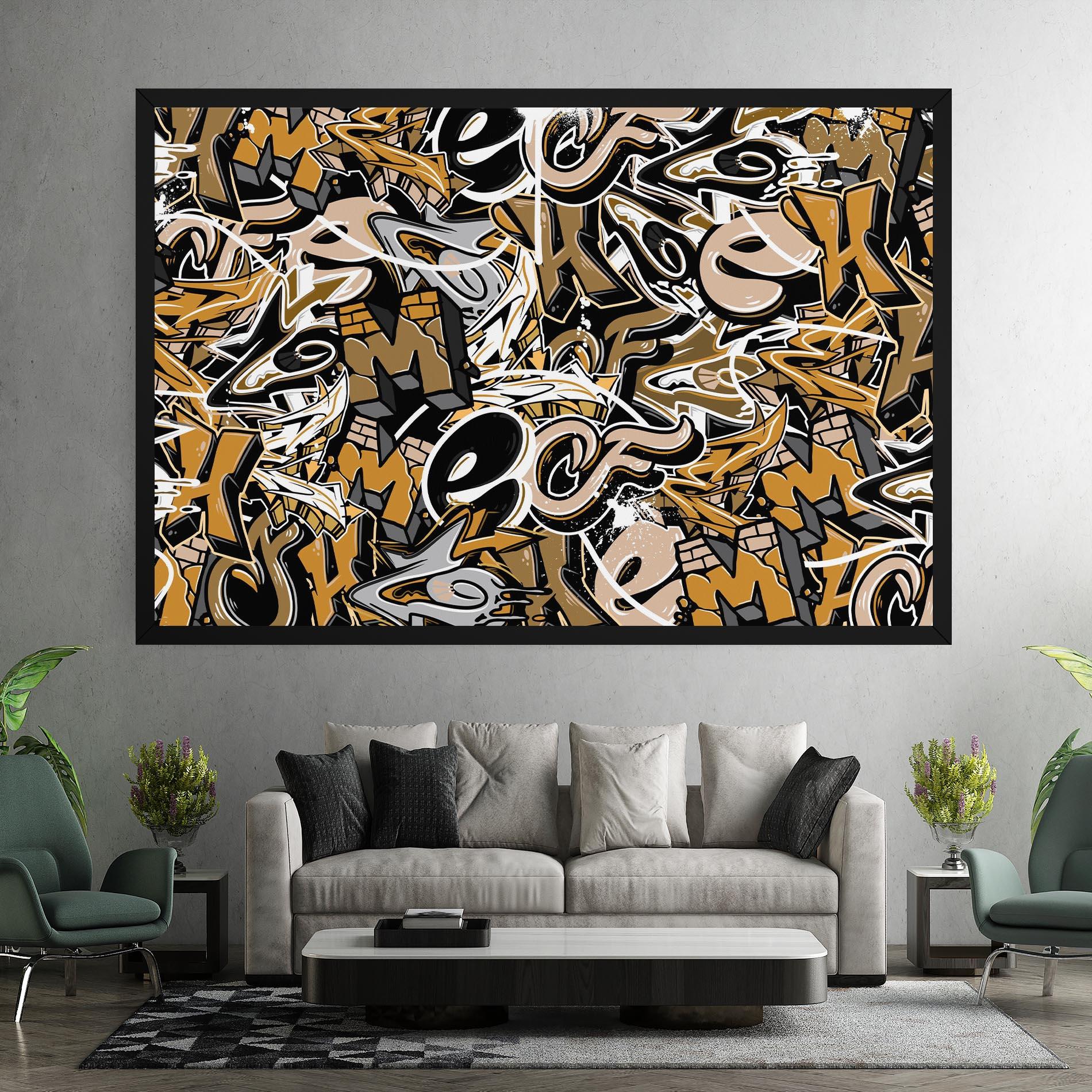 Leinwandbild Yellow White Graffiti mockup 7