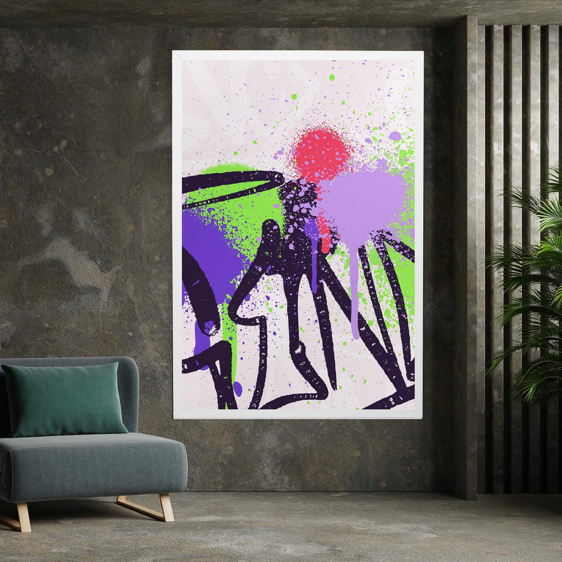 Leinwandbild Green Purple Graffiti mockup 7