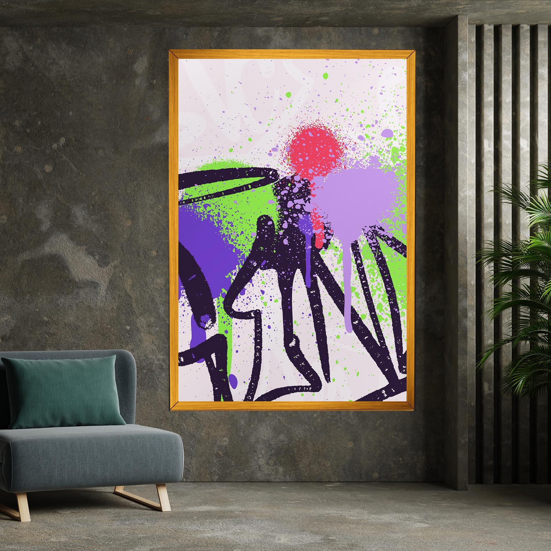 Leinwandbild Green Purple Graffiti mockup 7