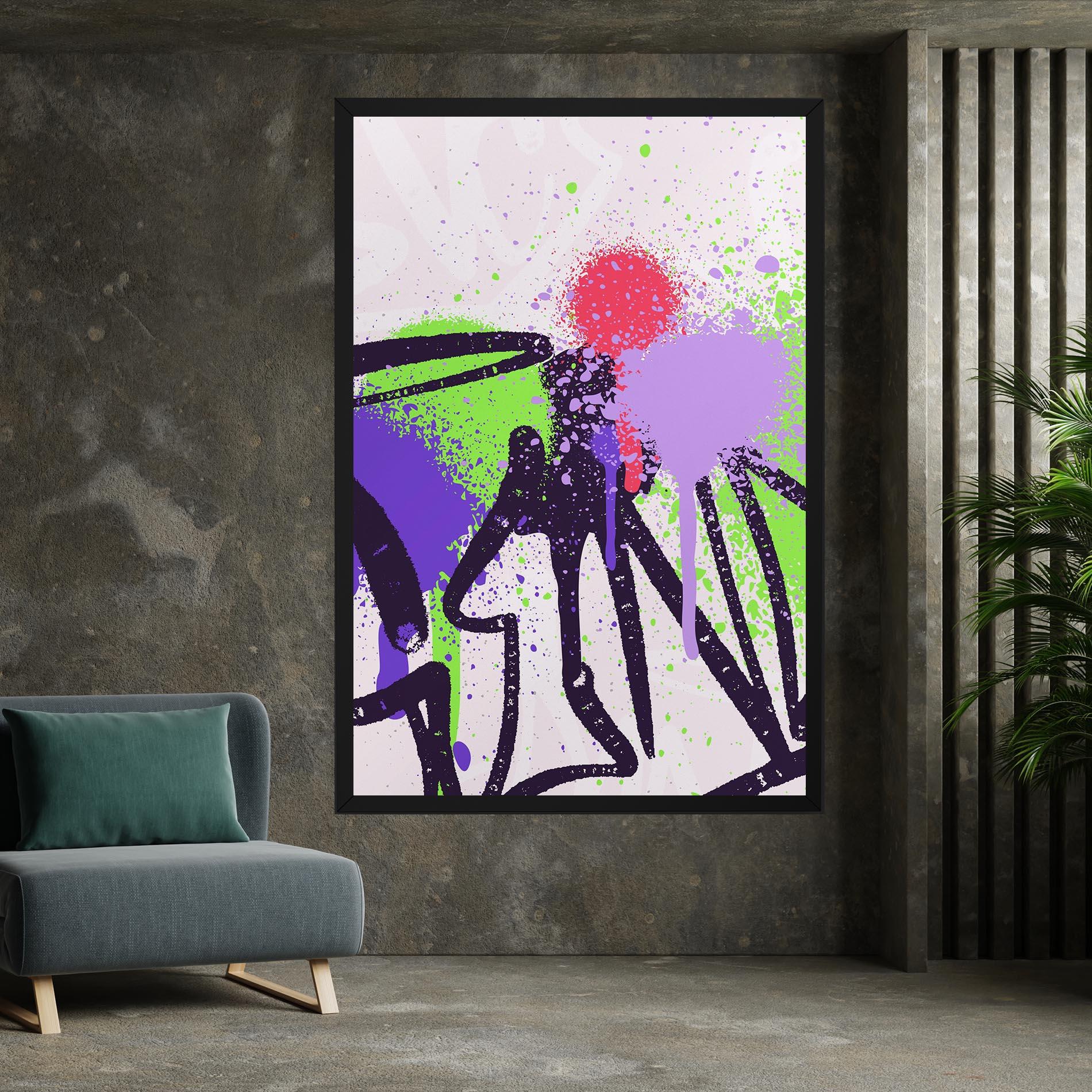 Leinwandbild Green Purple Graffiti mockup 7