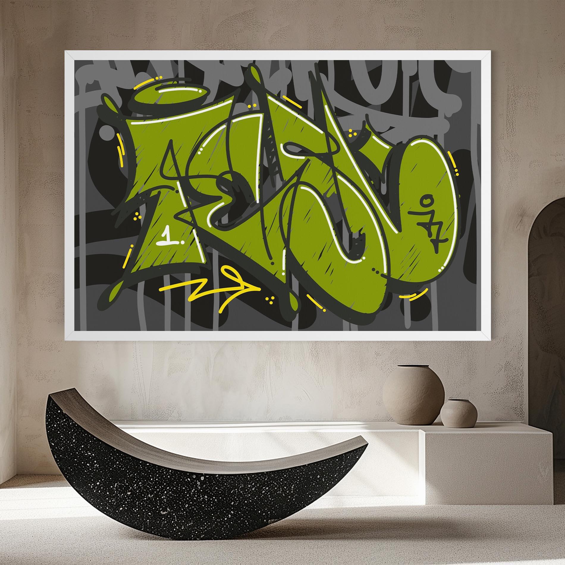 Leinwandbild Green Grey Graffti mockup 8