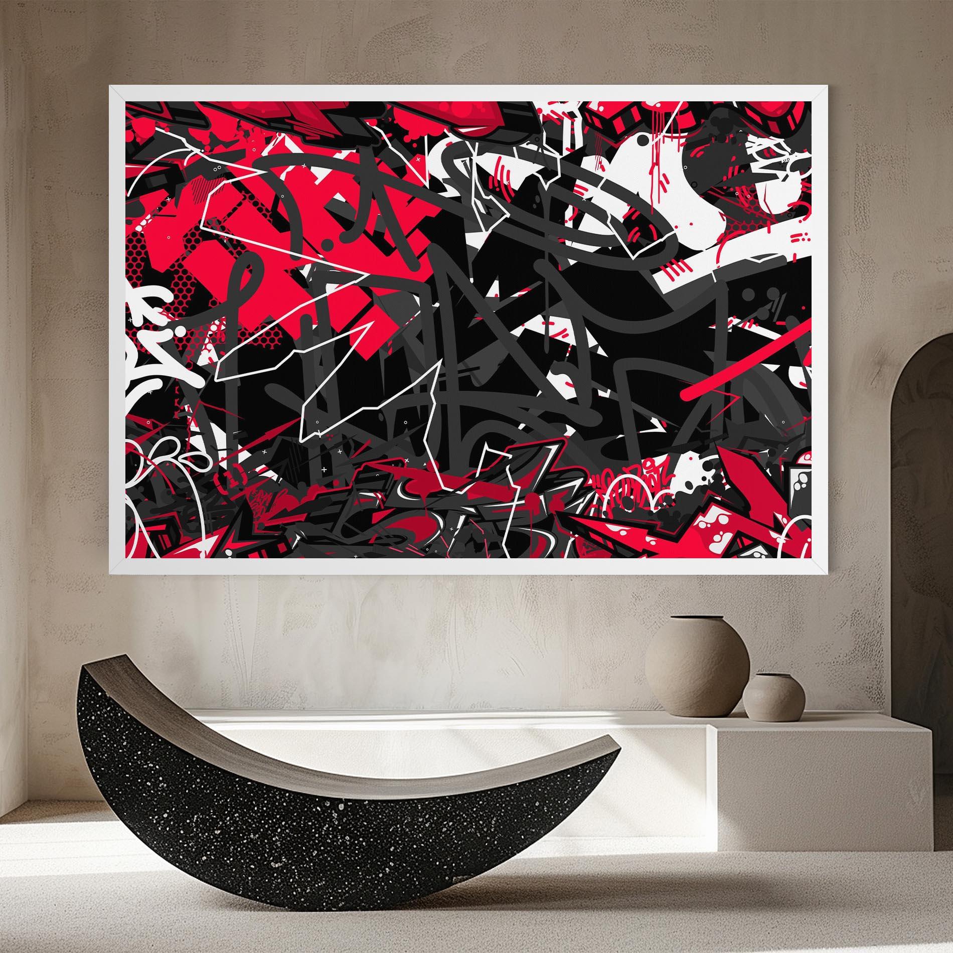Leinwandbild Grey Red Graffiti mockup 8