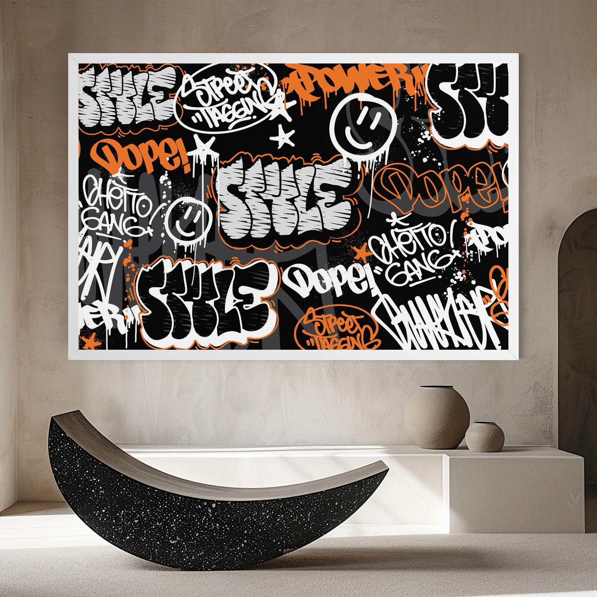Leinwandbild Orange Black Graffiti mockup 8
