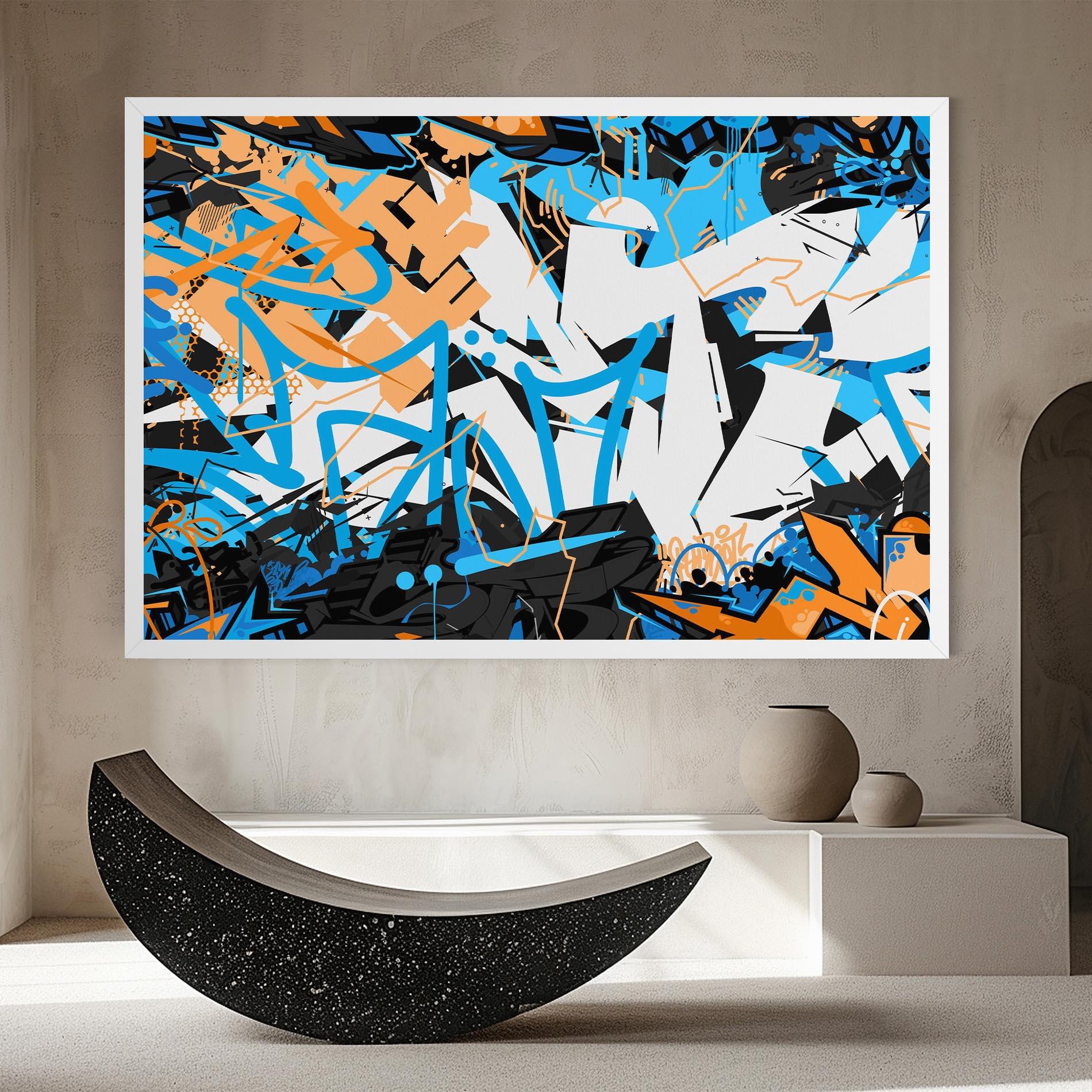 Leinwandbild White Orange Graffiti mockup 8