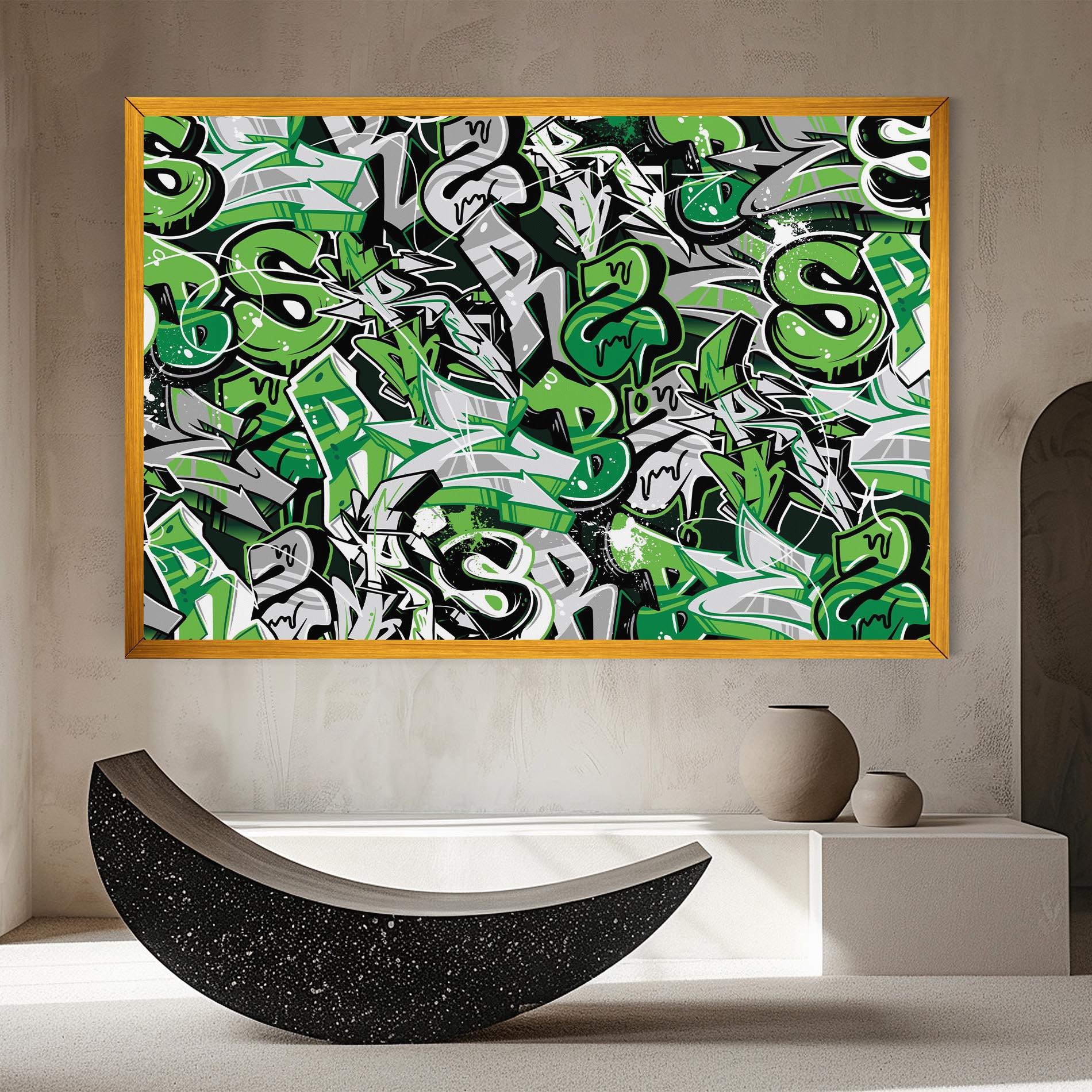 Leinwandbild Green Graffiti Letters mockup 8