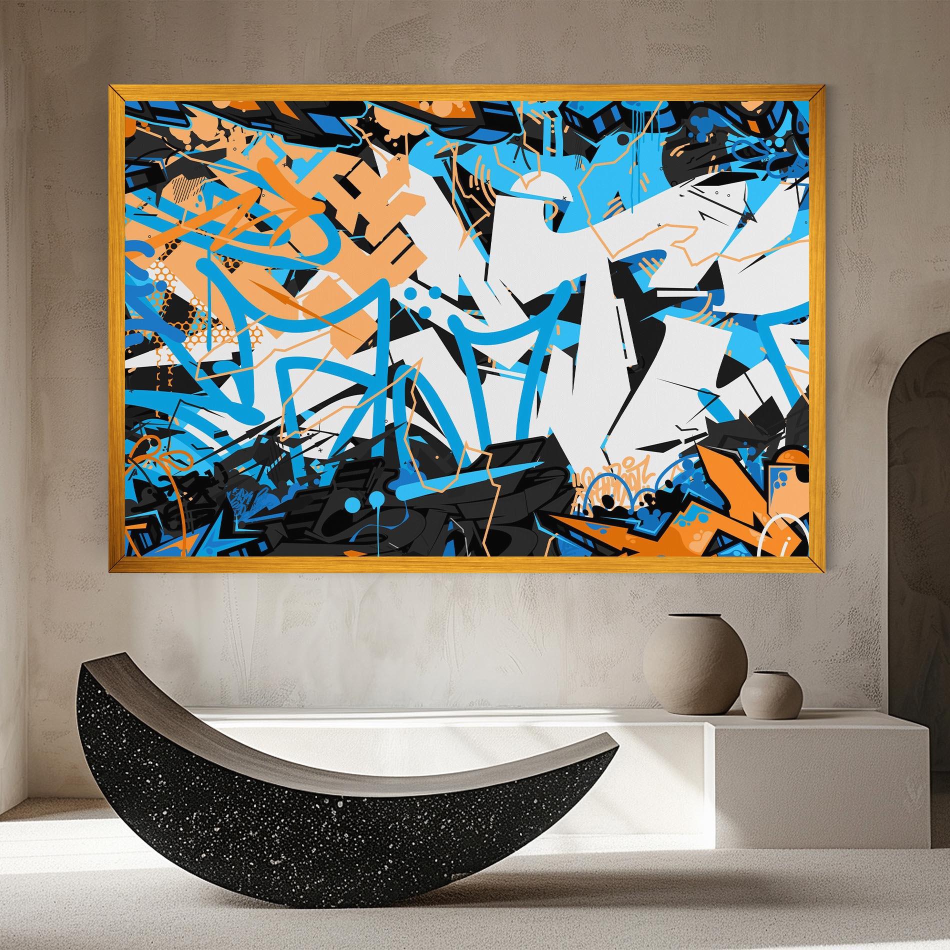 Leinwandbild White Orange Graffiti mockup 8