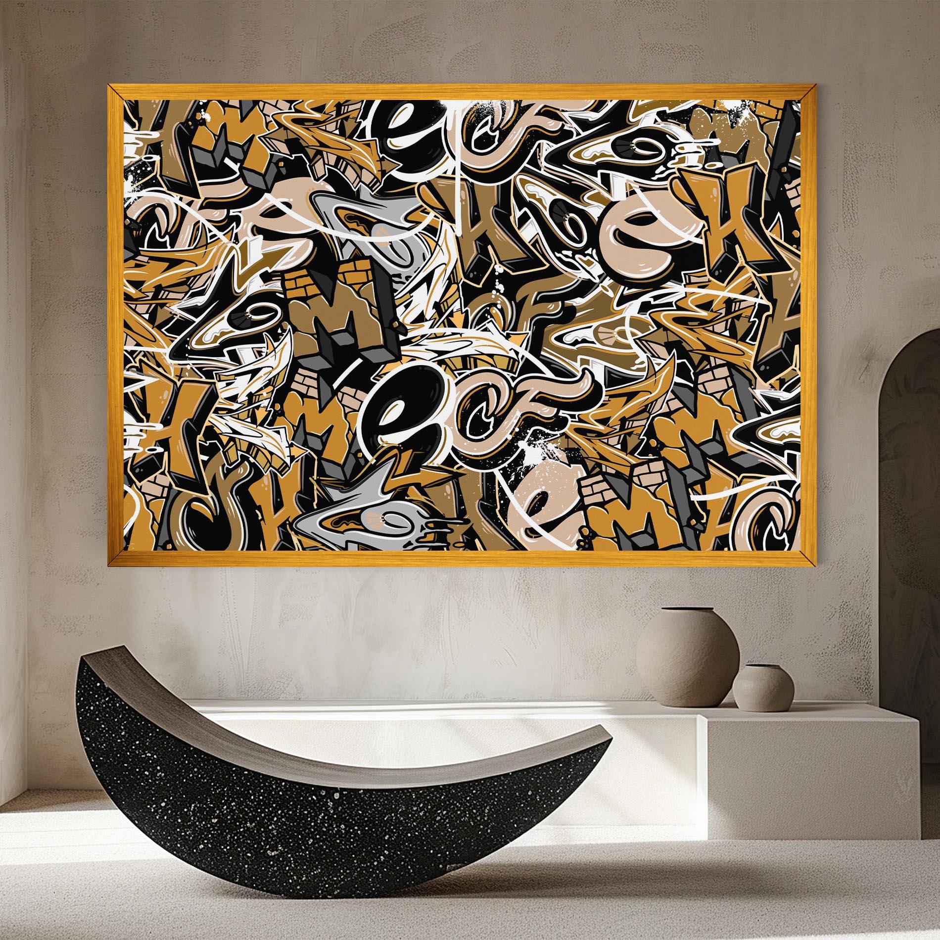 Leinwandbild Yellow White Graffiti mockup 8