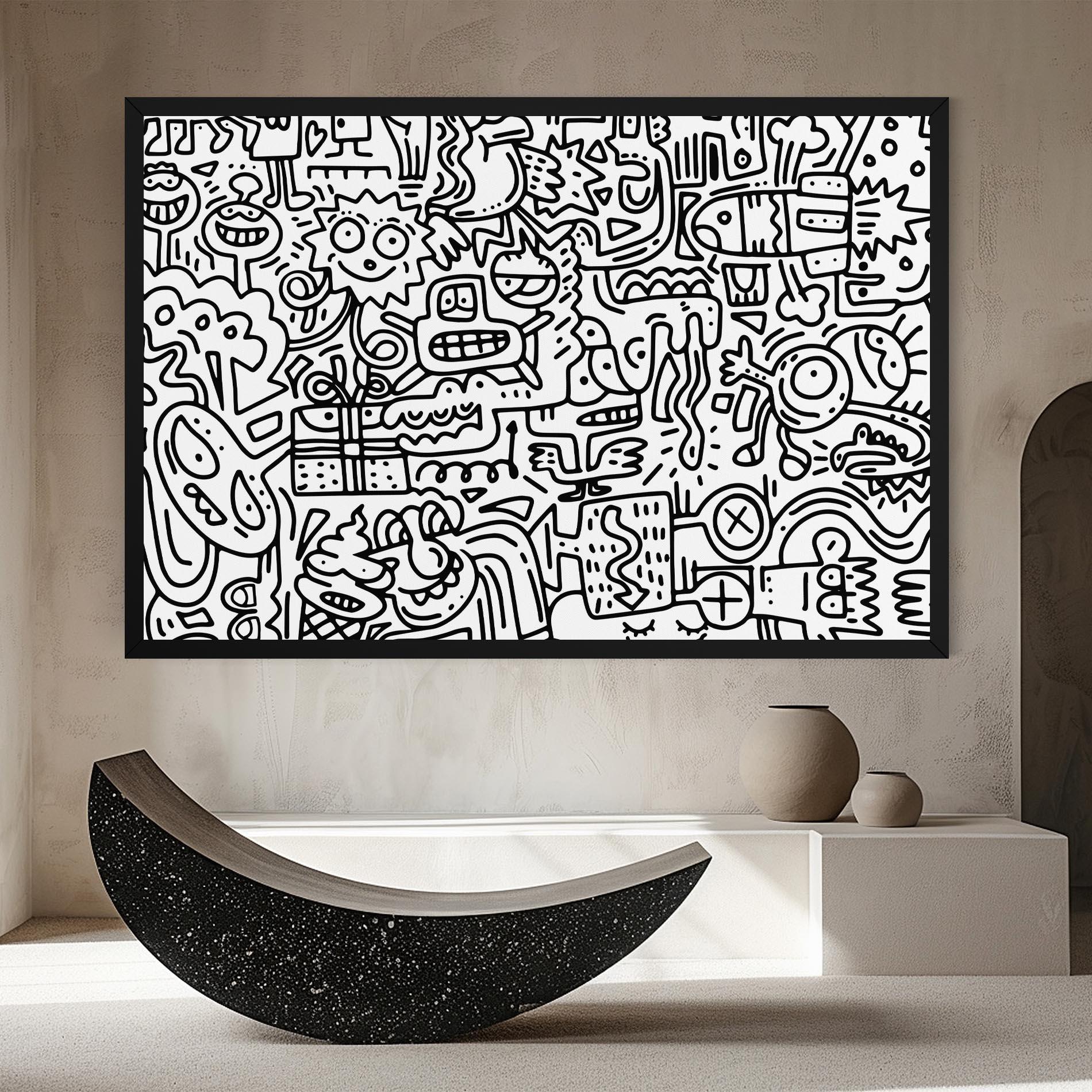 Leinwandbild Doodle Black Line mockup 8