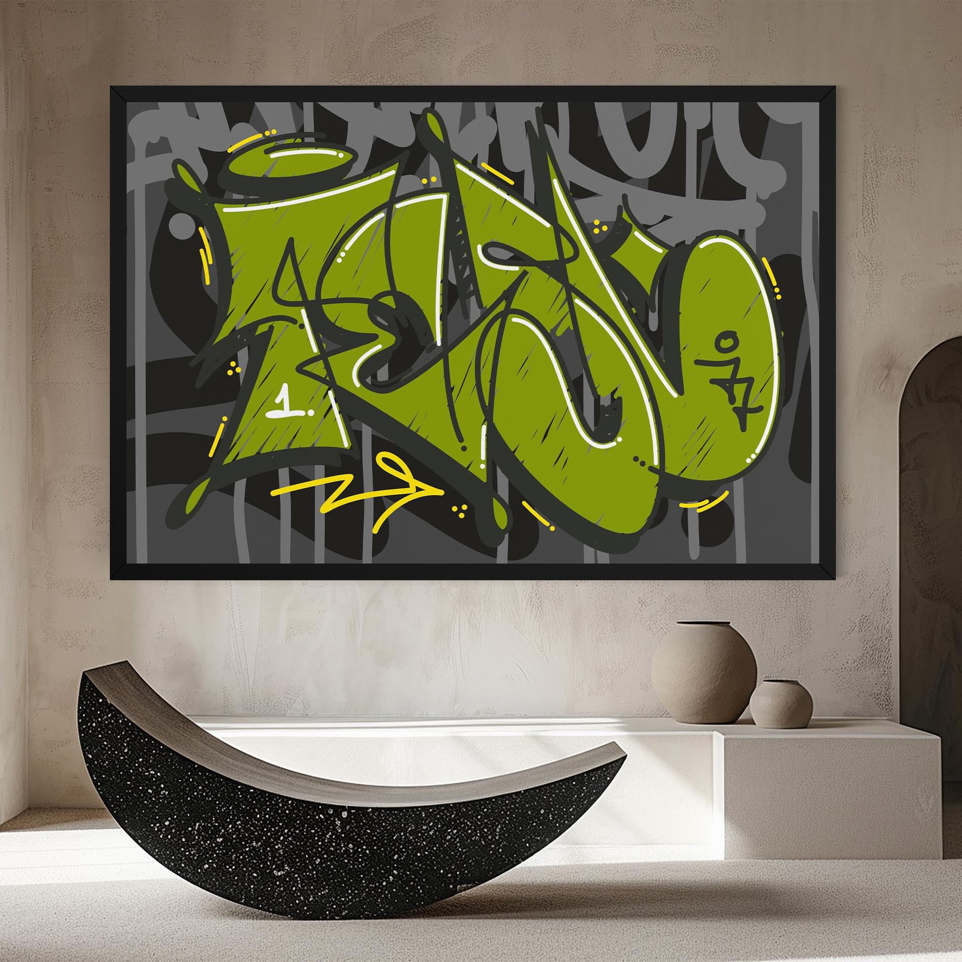 Leinwandbild Green Grey Graffti mockup 8