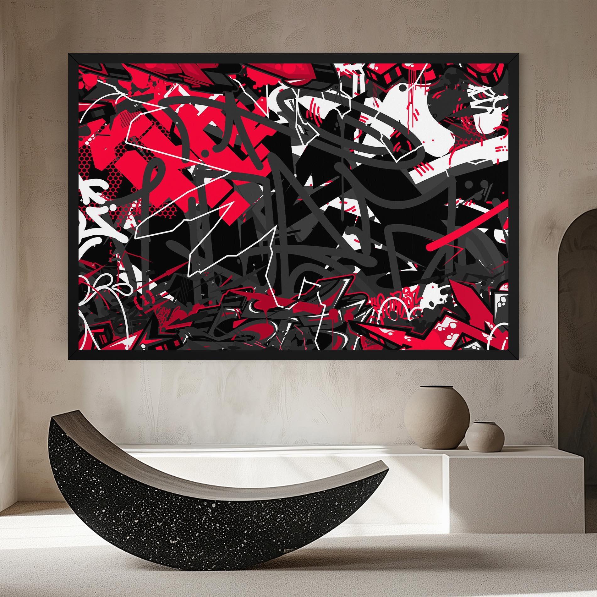 Leinwandbild Grey Red Graffiti mockup 8