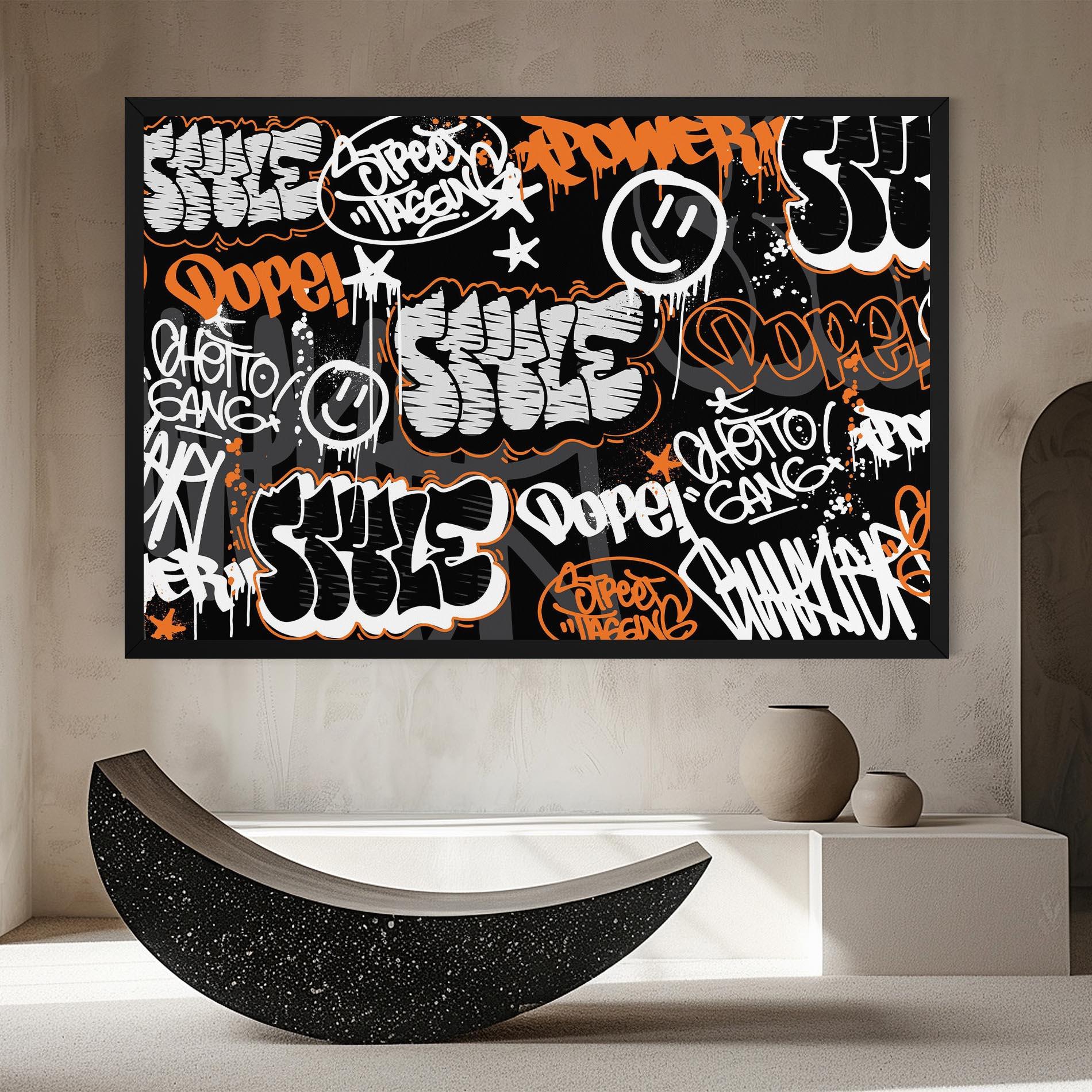 Leinwandbild Orange Black Graffiti mockup 8