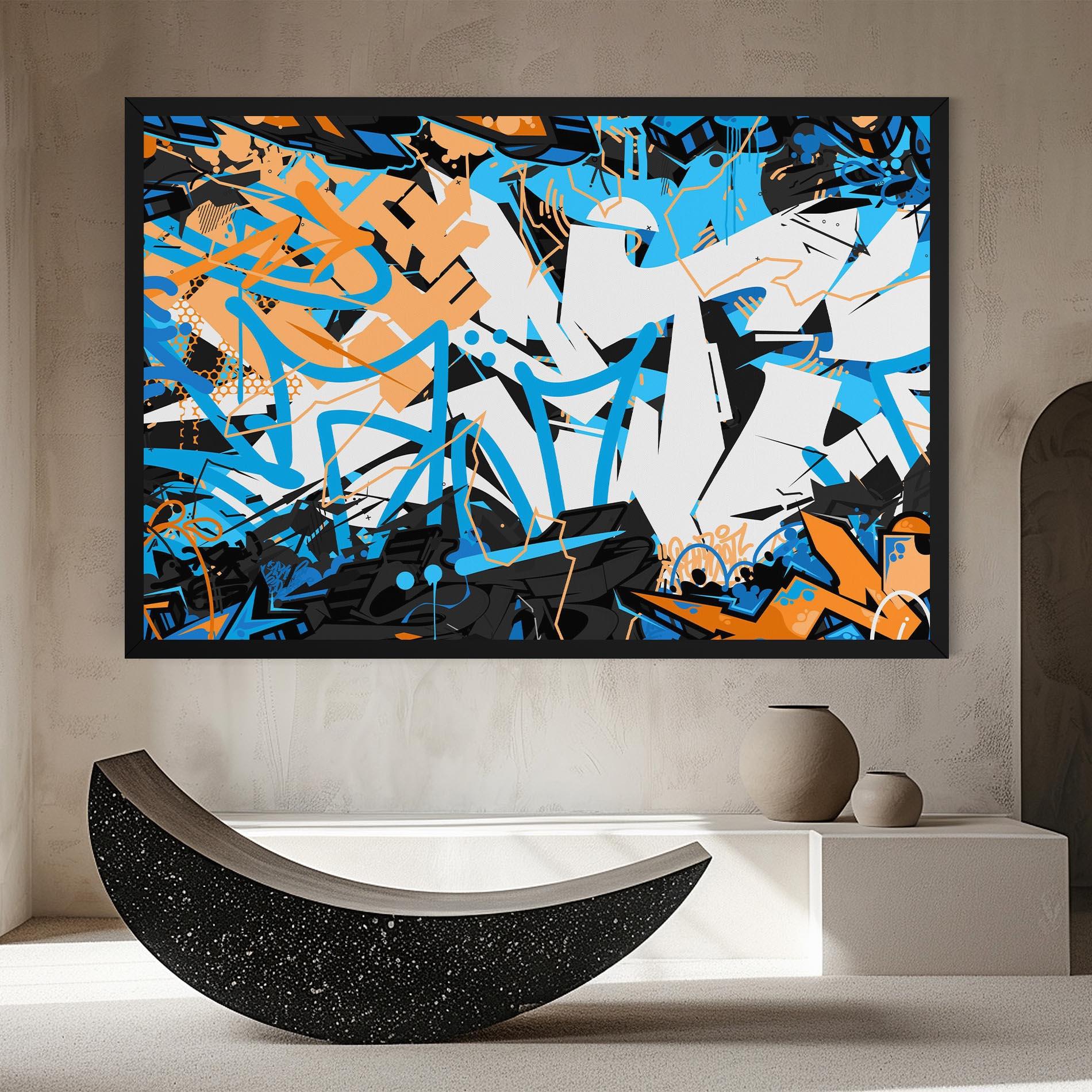 Leinwandbild White Orange Graffiti mockup 8
