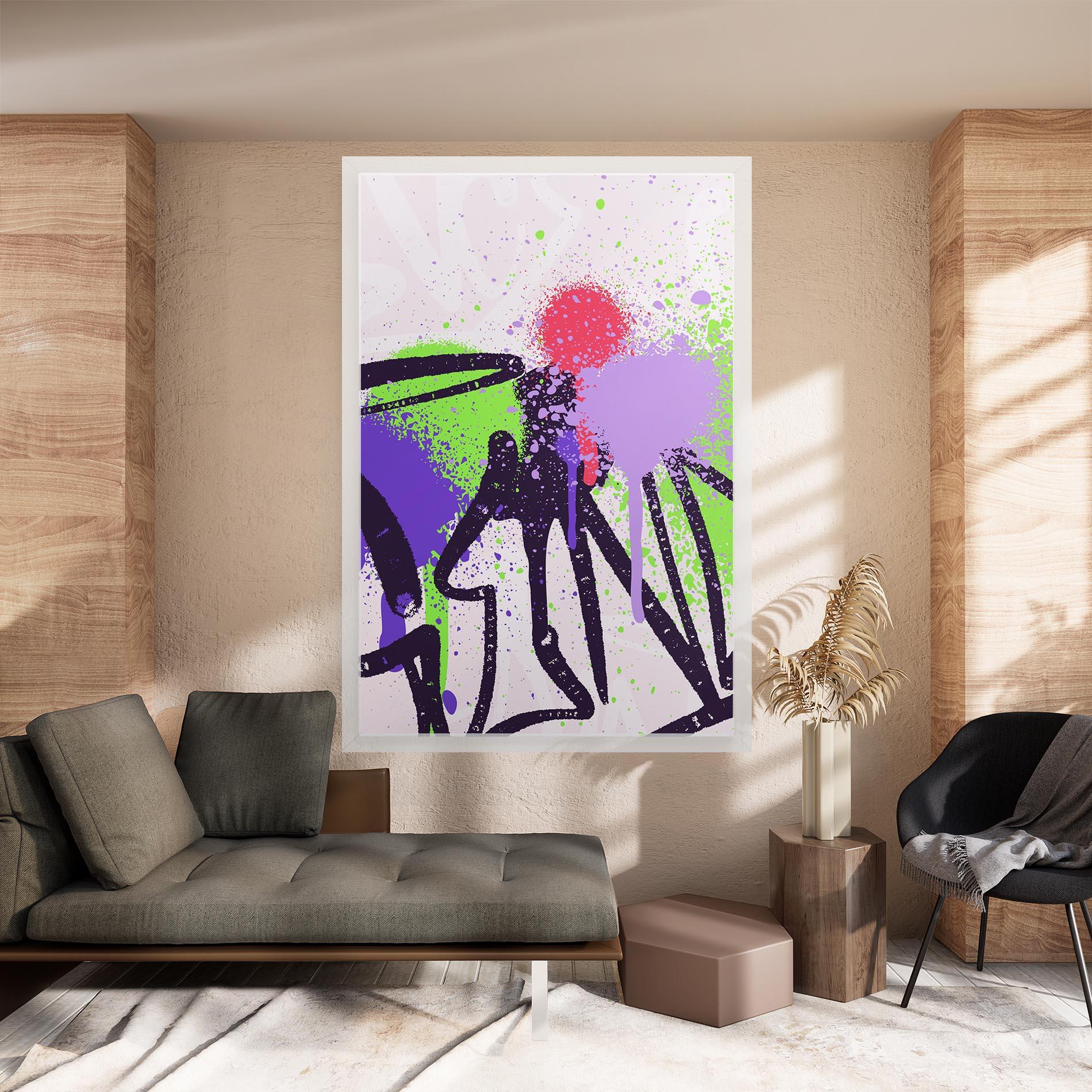 Leinwandbild Green Purple Graffiti mockup 8