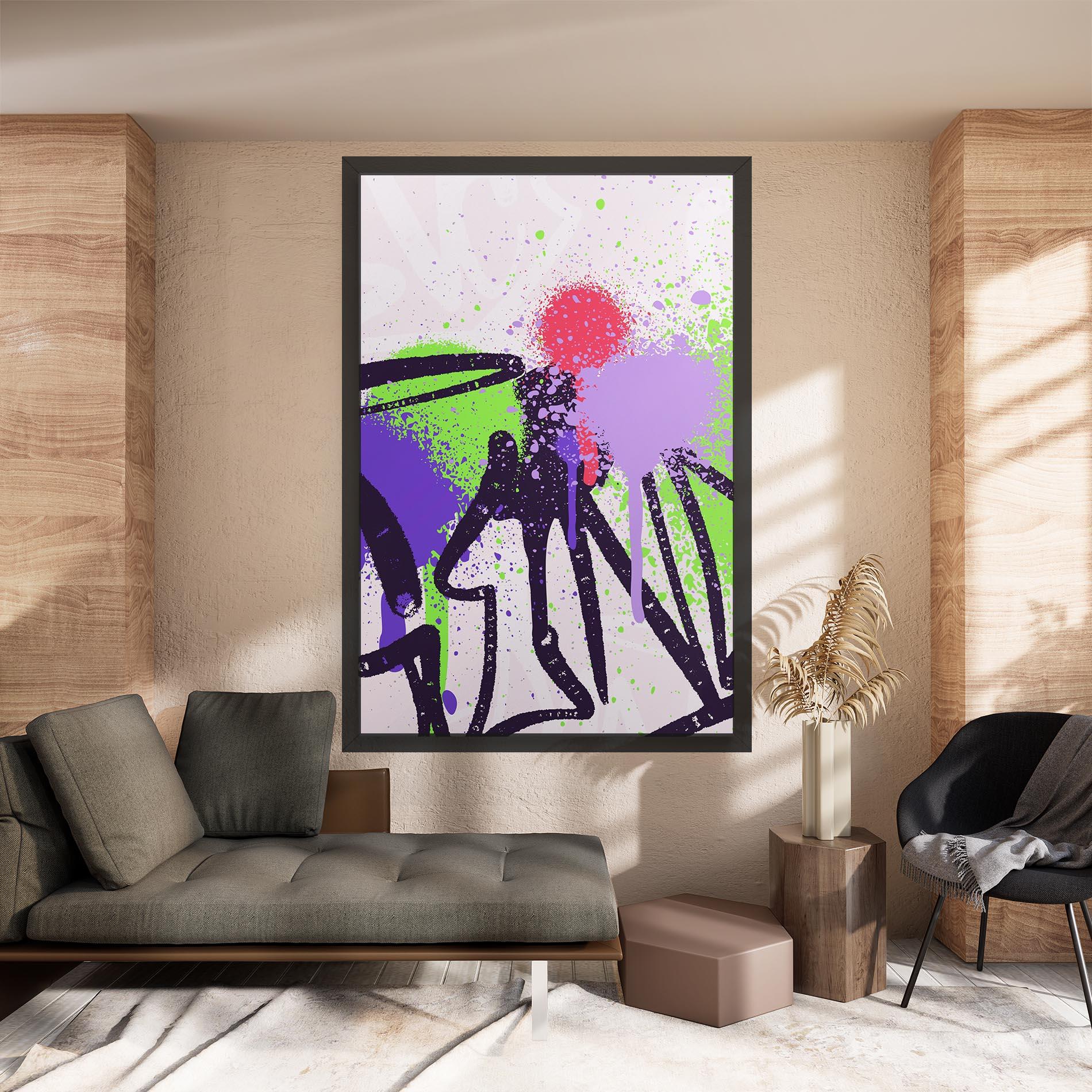 Leinwandbild Green Purple Graffiti mockup 8