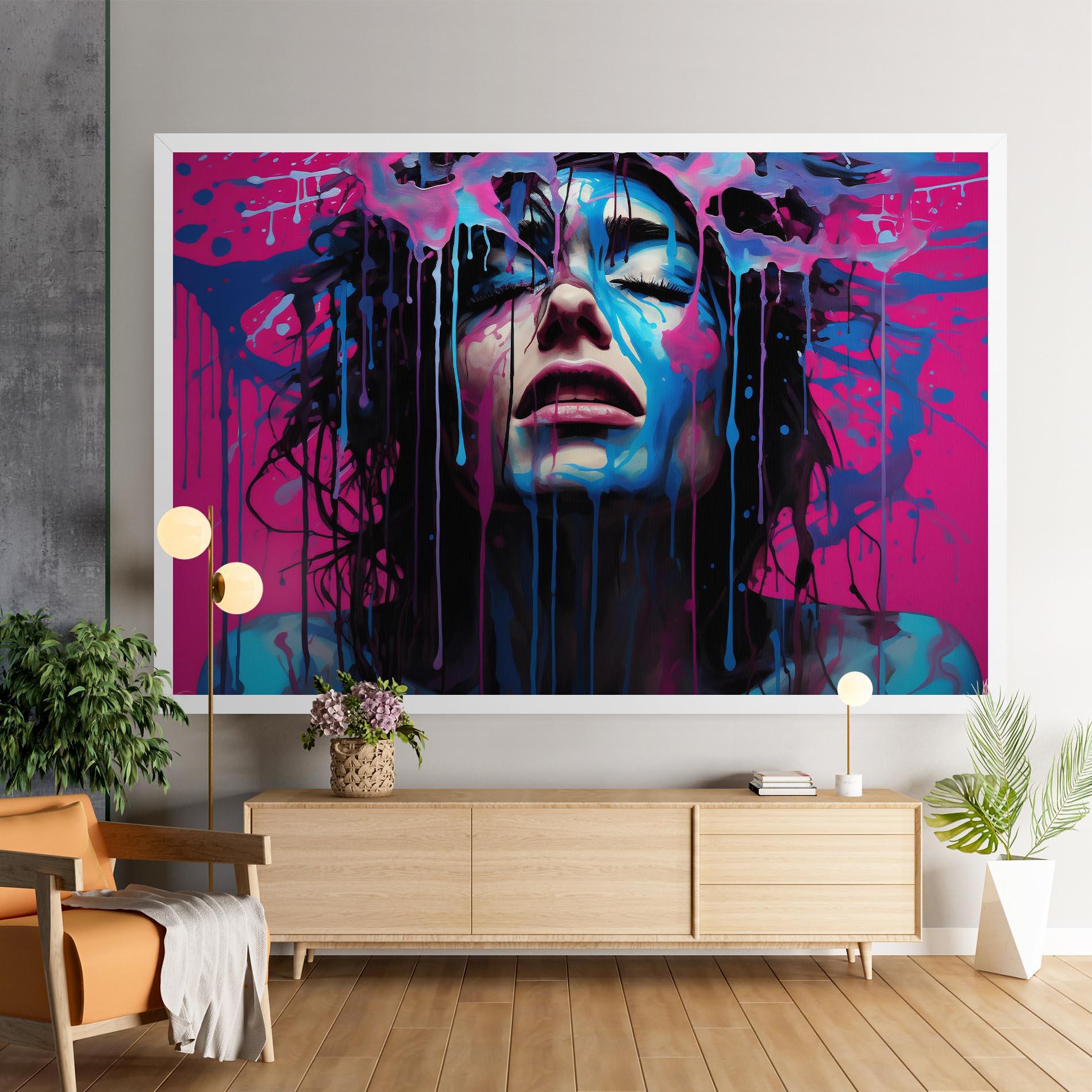 Leinwandbild Blue Pink Woman mockup 9