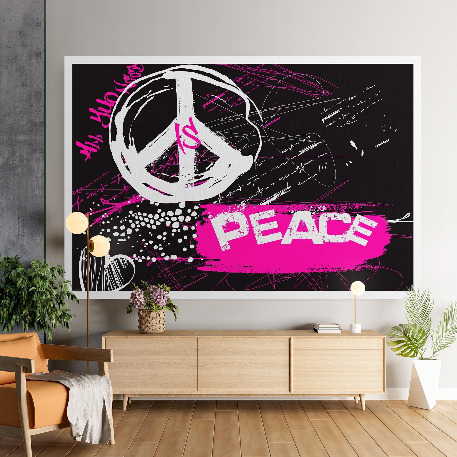 Leinwandbild Graffiti Pink Peace mockup 9