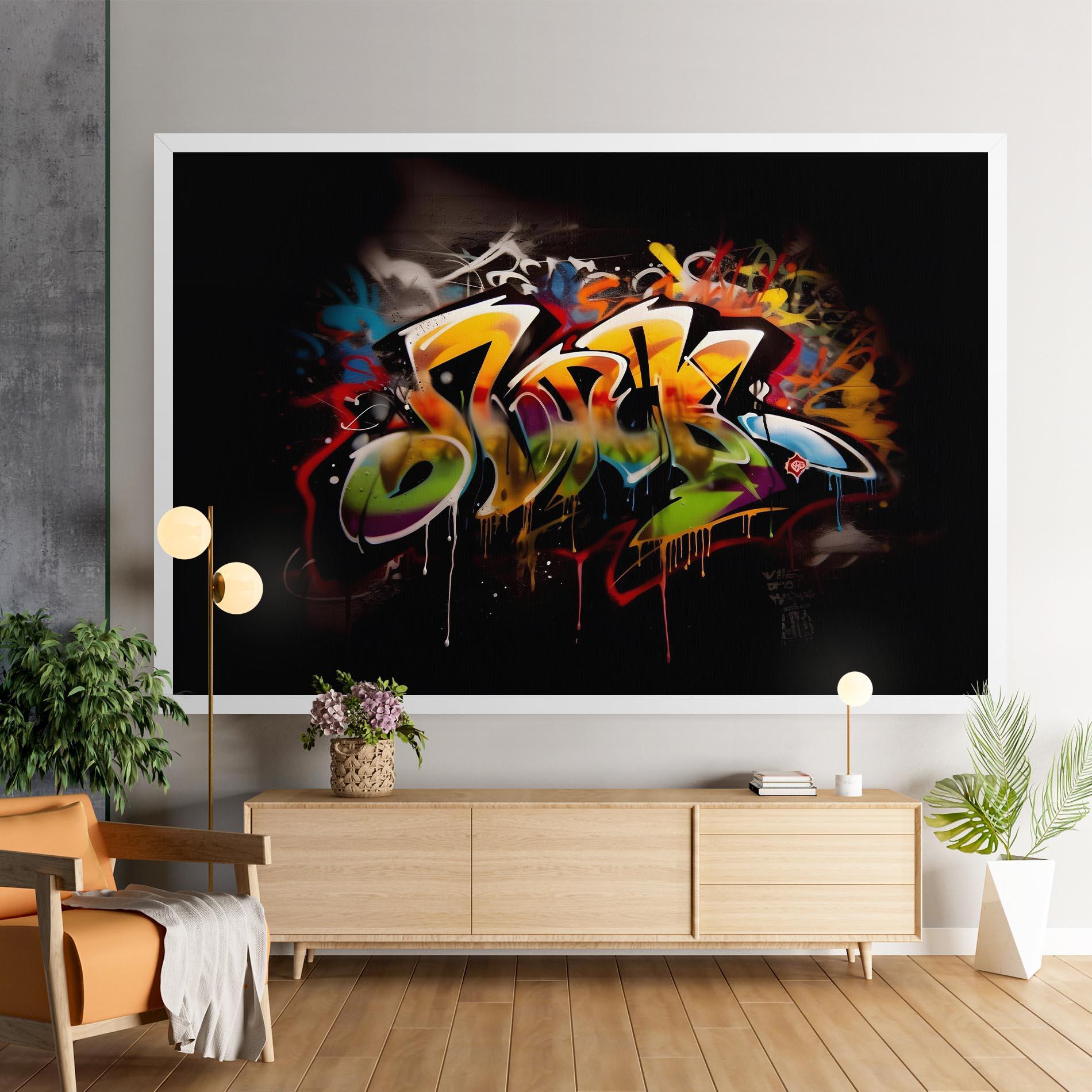 Leinwandbild Graffiti Style Wall mockup 9