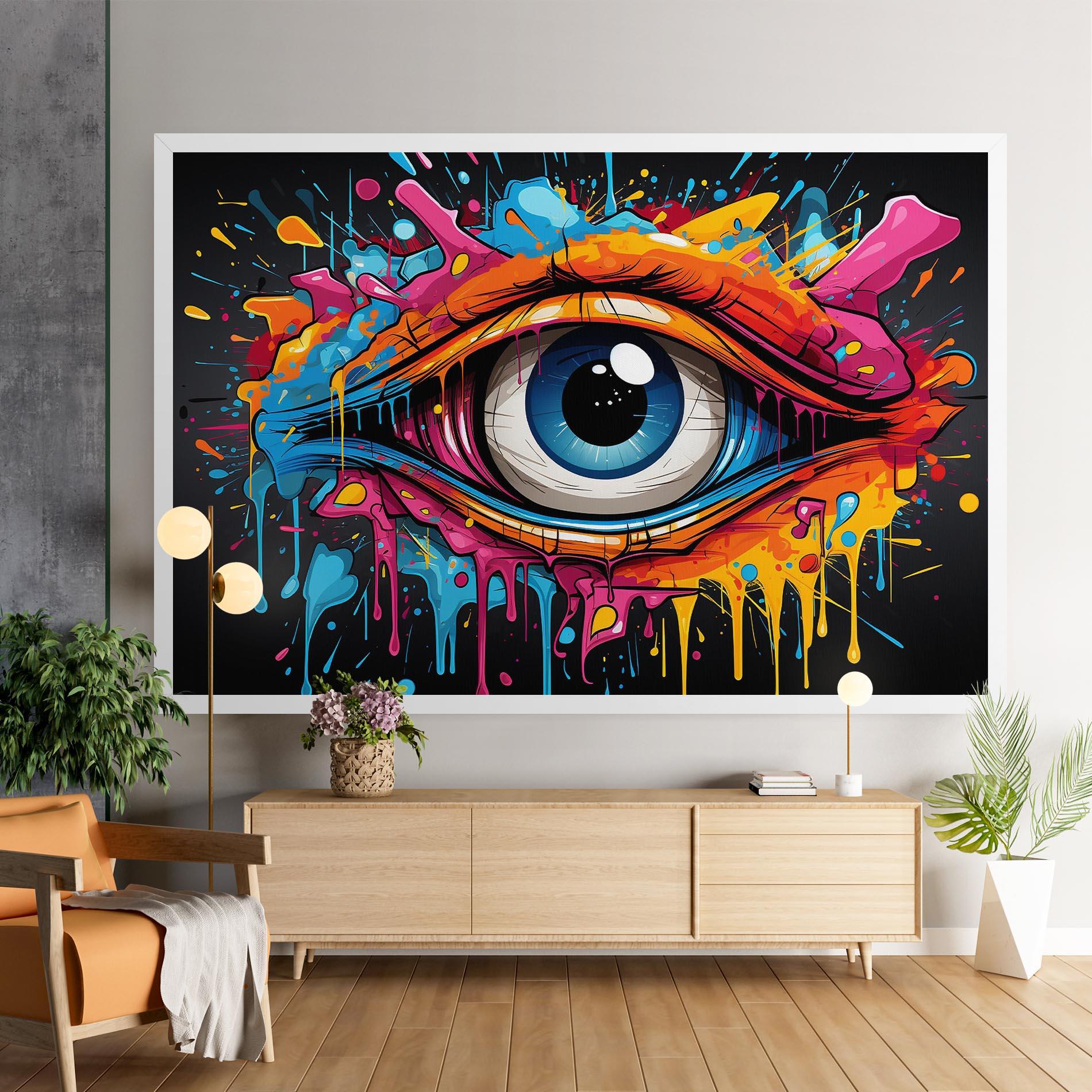 Leinwandbild Graffitistyle Eye mockup 9