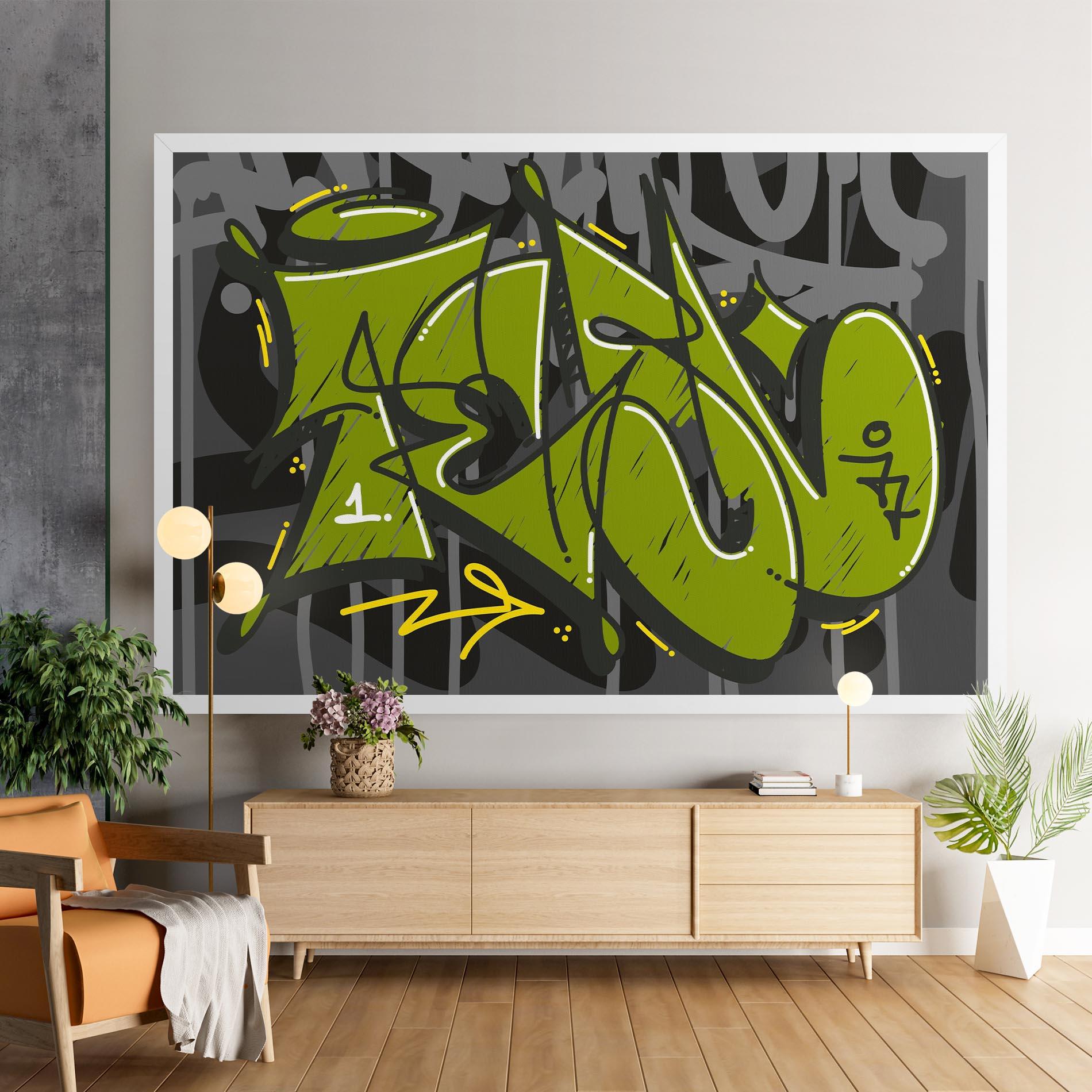 Leinwandbild Green Grey Graffti mockup 9