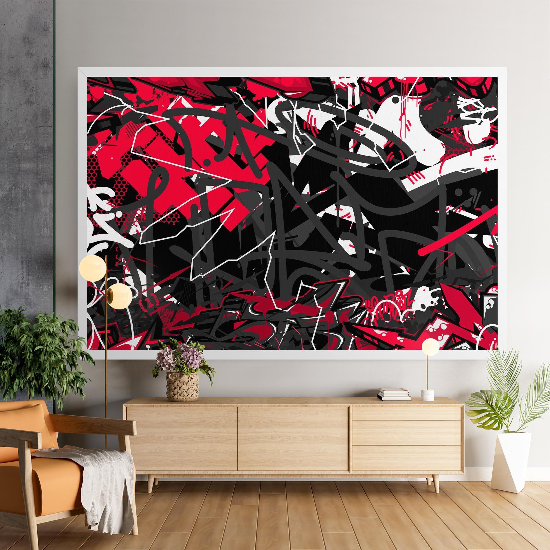 Leinwandbild Grey Red Graffiti mockup 9