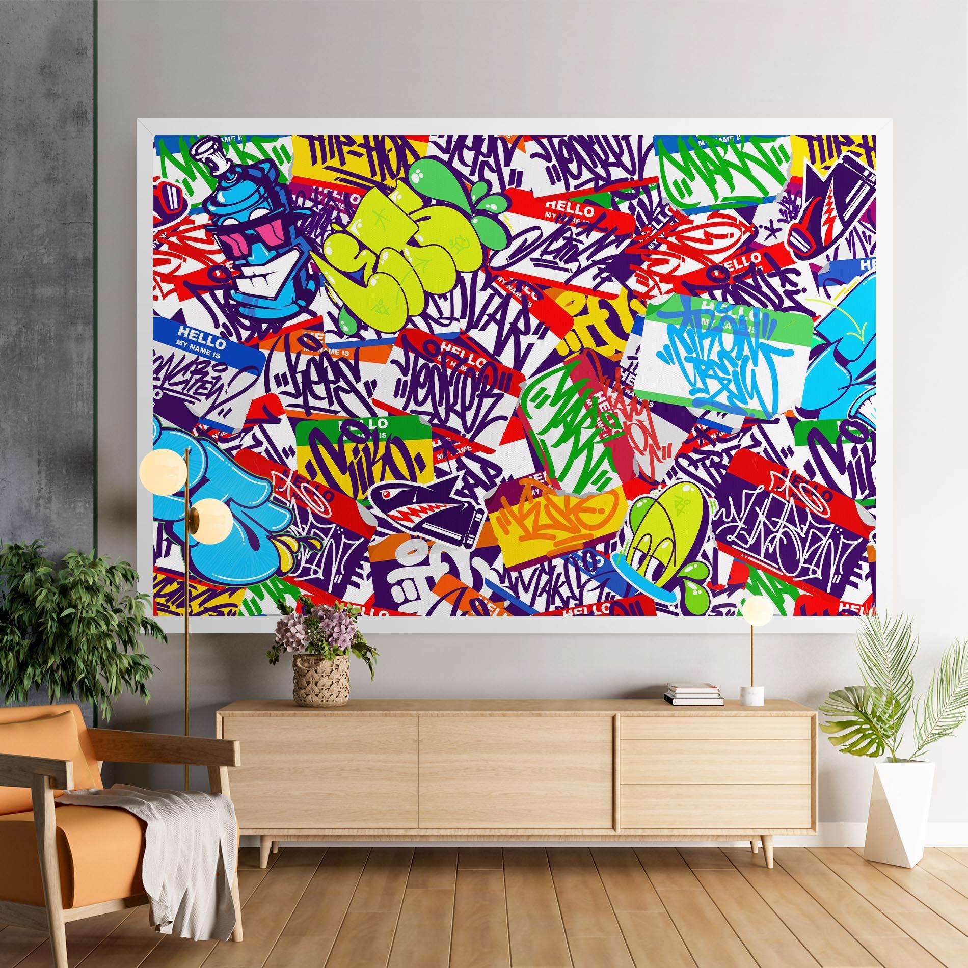 Leinwandbild Hello Graffiti Name mockup 9