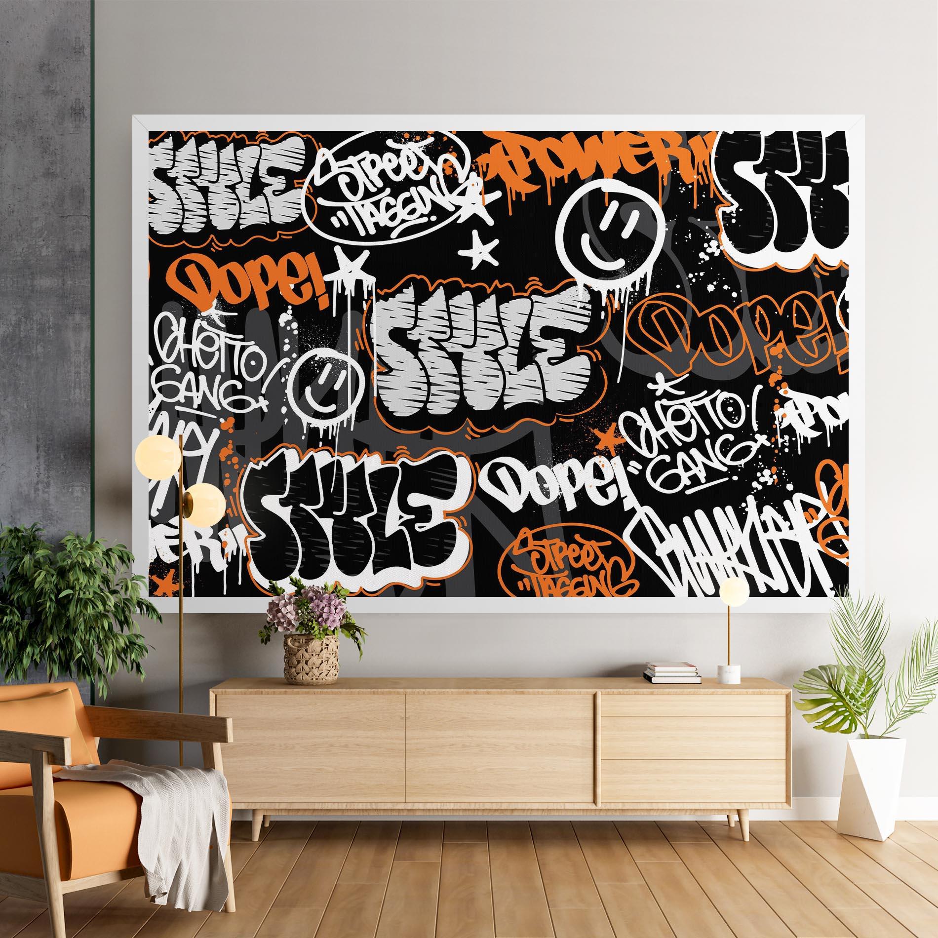 Leinwandbild Orange Black Graffiti mockup 9