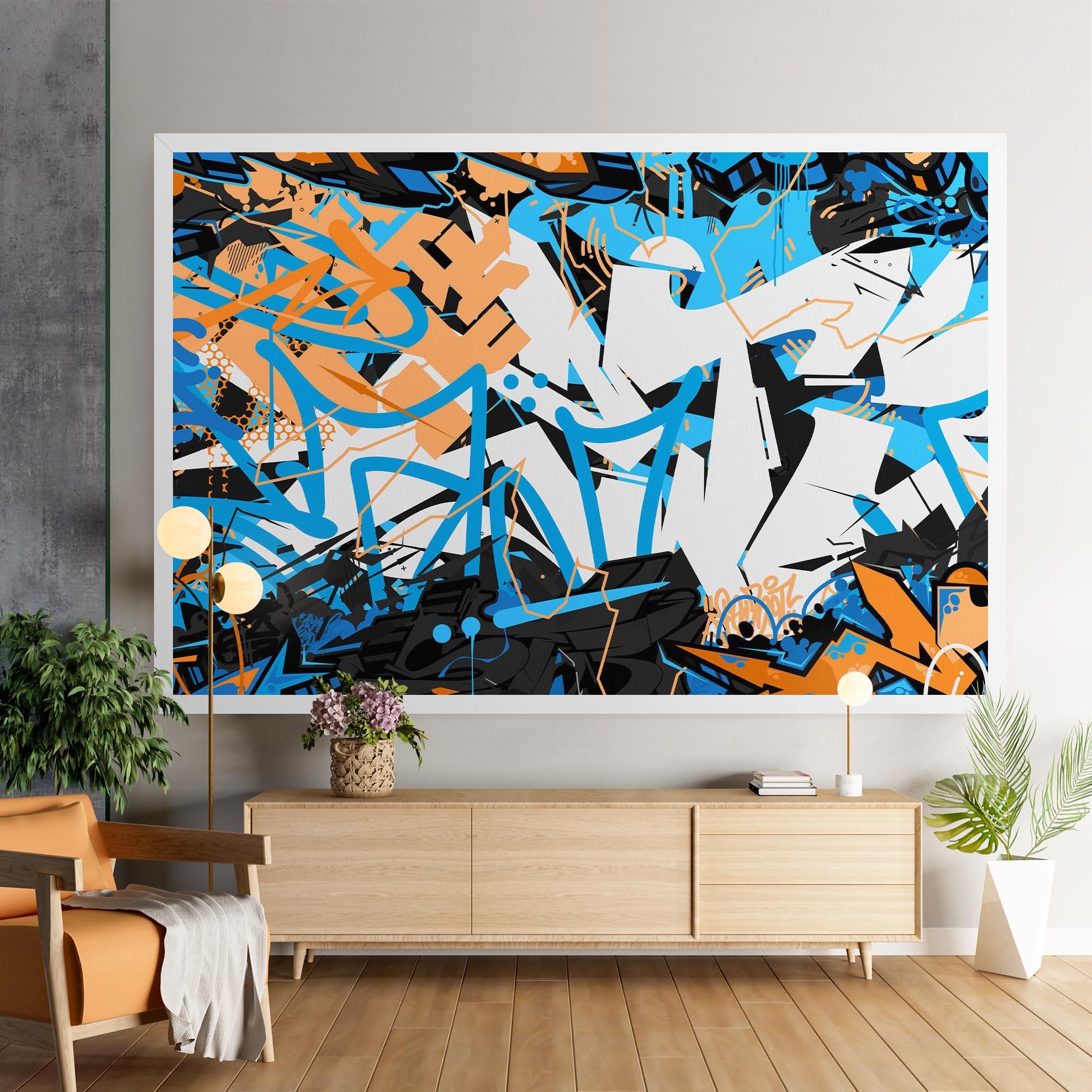 Leinwandbild White Orange Graffiti mockup 9