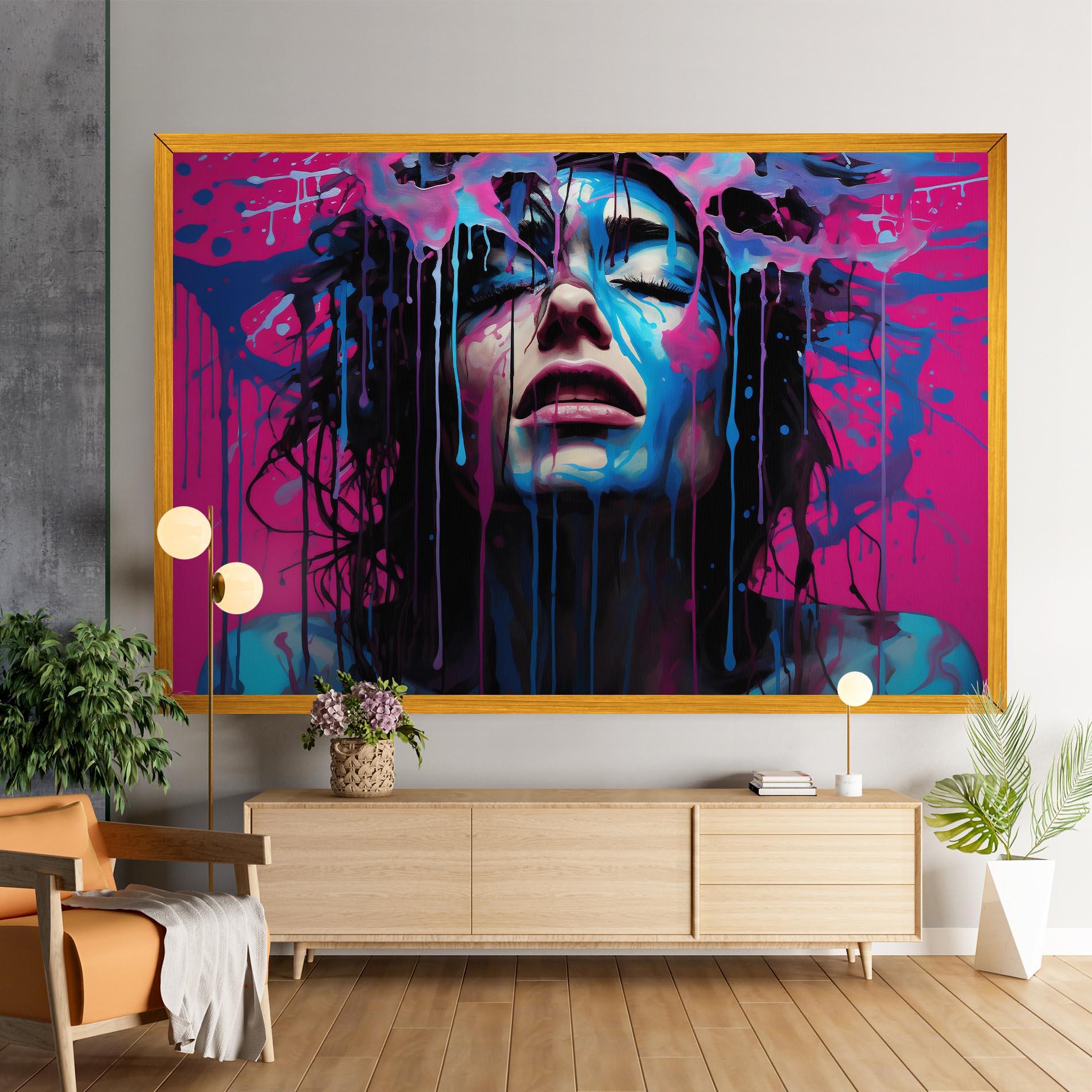 Leinwandbild Blue Pink Woman mockup 9