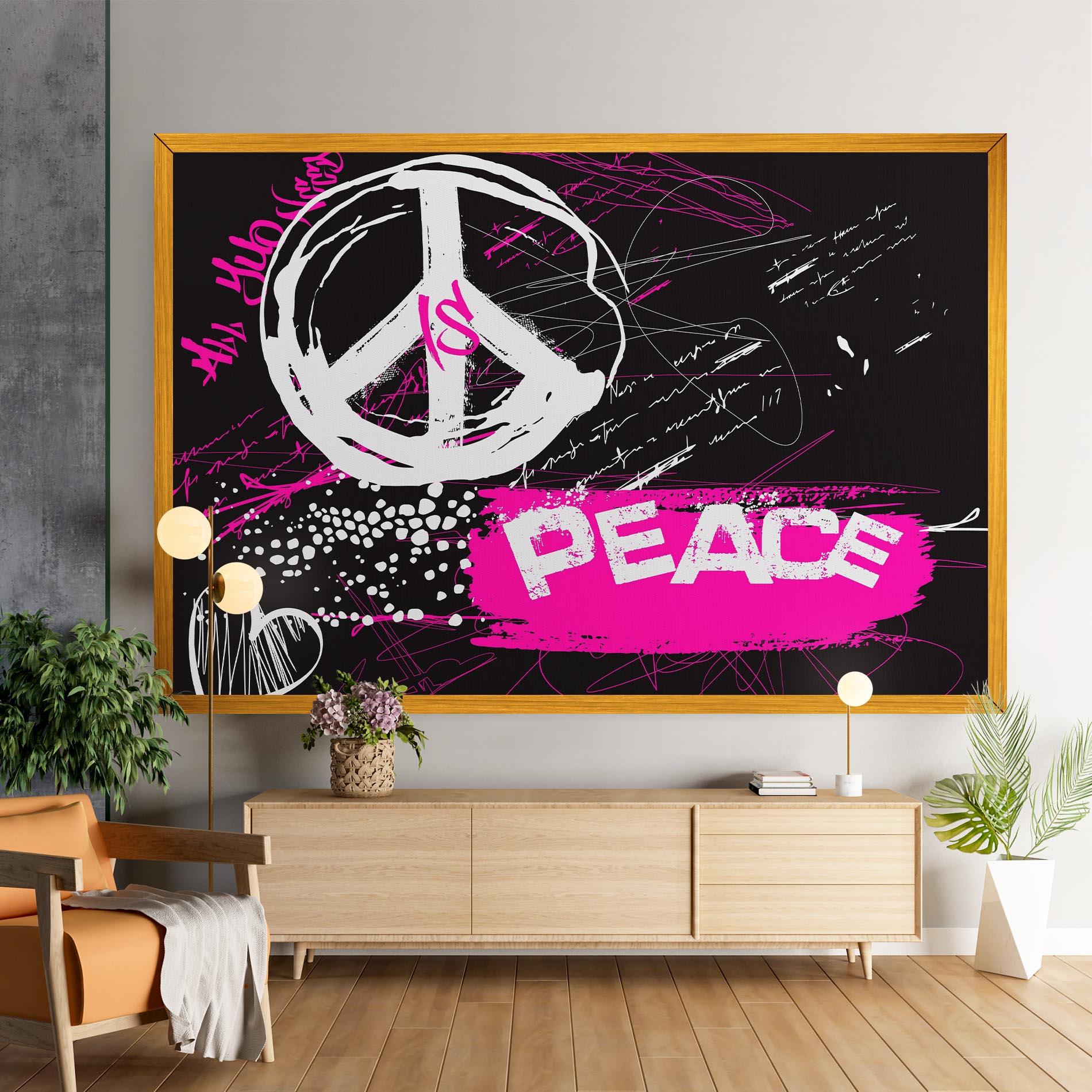 Leinwandbild Graffiti Pink Peace mockup 9