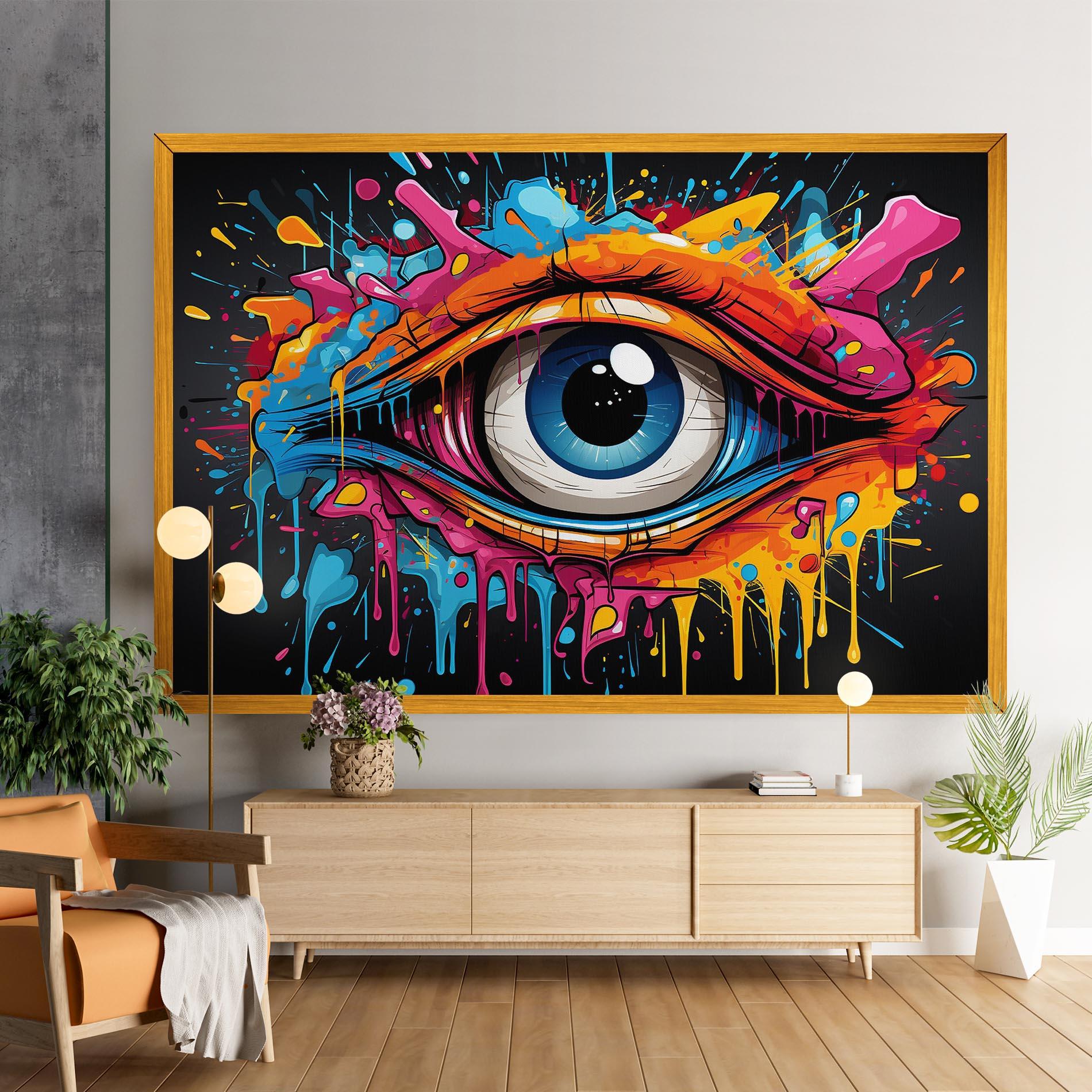 Leinwandbild Graffitistyle Eye mockup 9