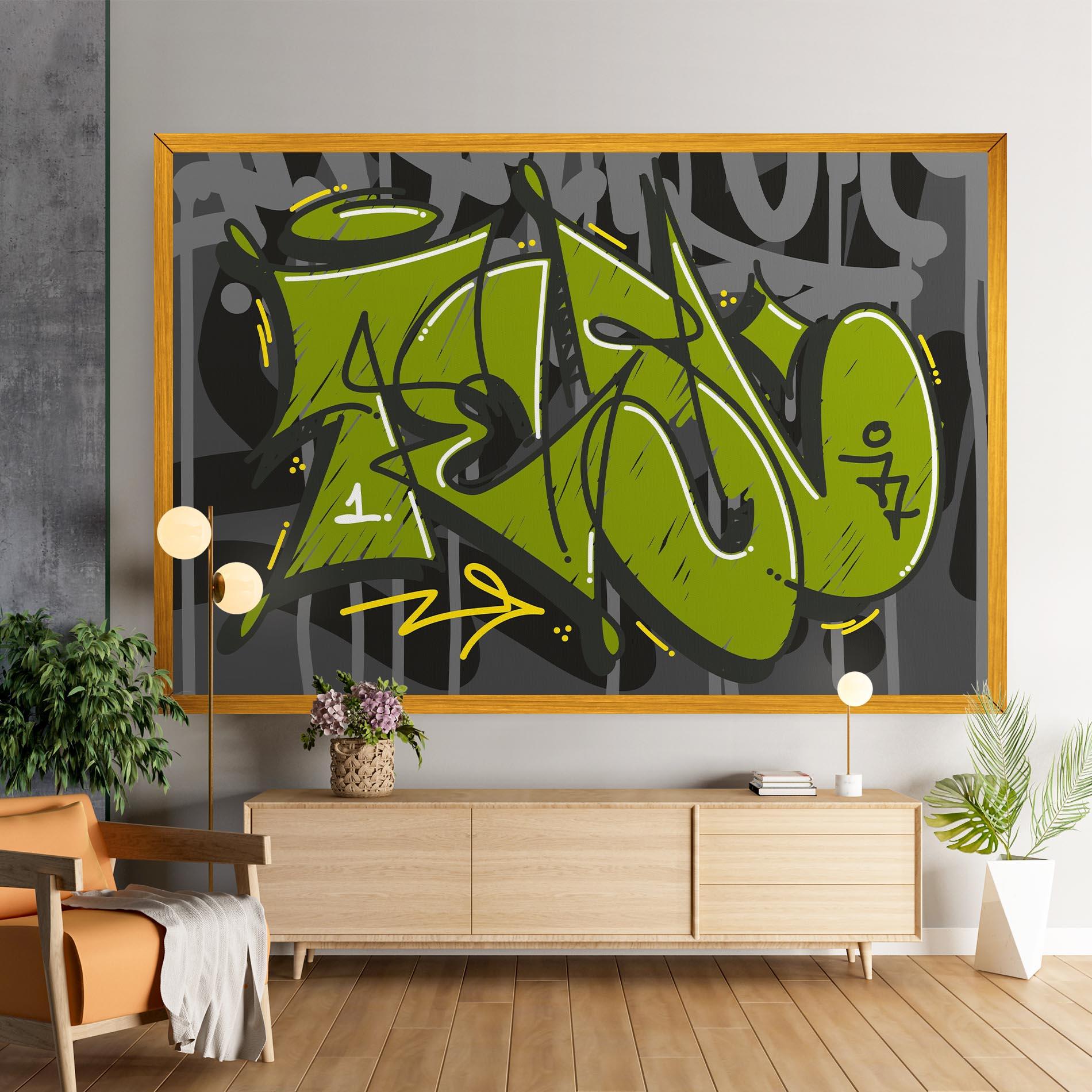 Leinwandbild Green Grey Graffti mockup 9
