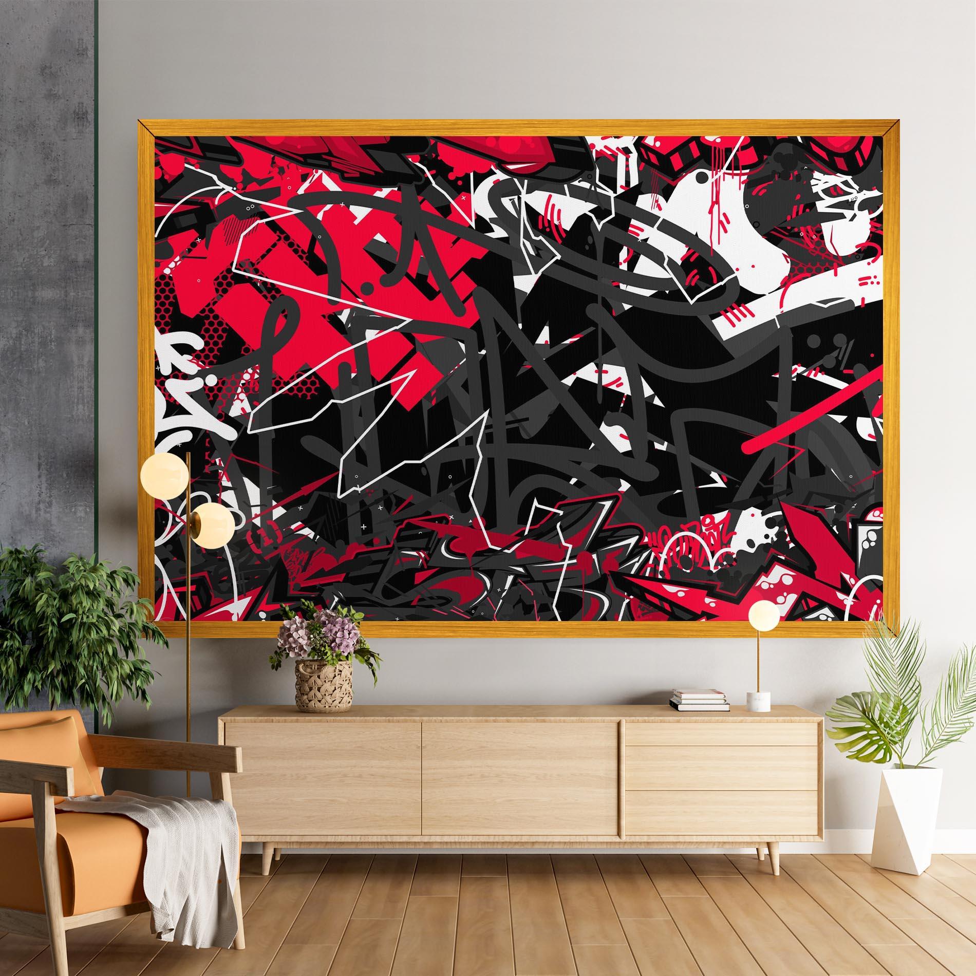 Leinwandbild Grey Red Graffiti mockup 9