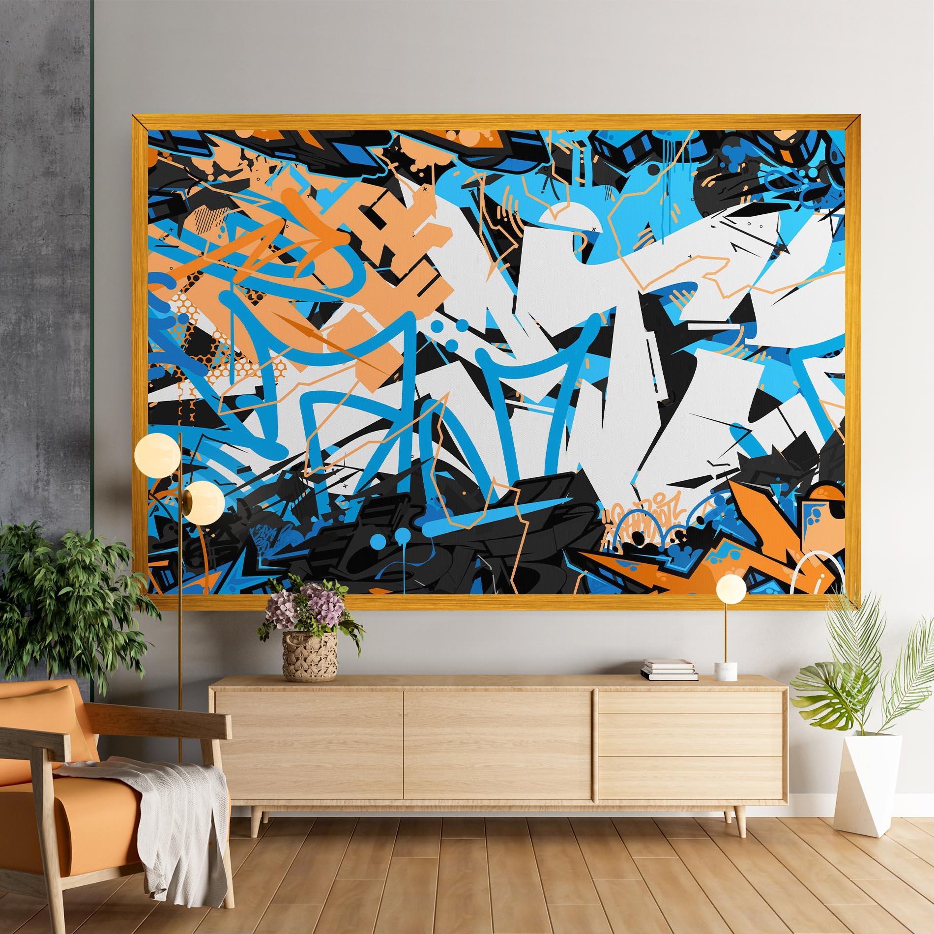 Leinwandbild White Orange Graffiti mockup 9