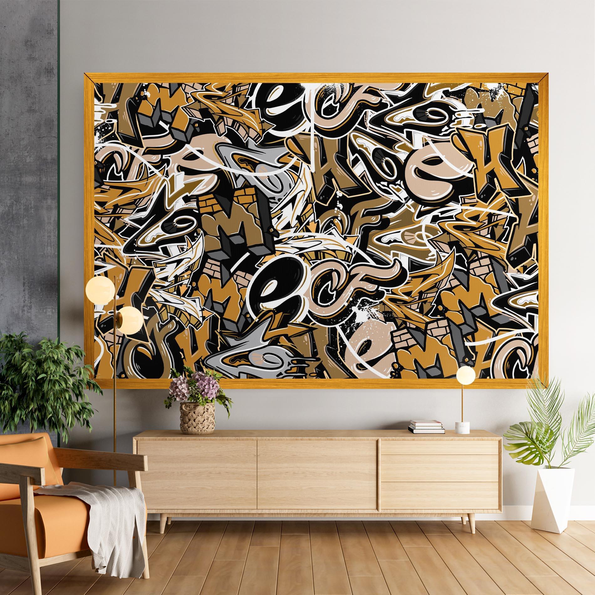 Leinwandbild Yellow White Graffiti mockup 9