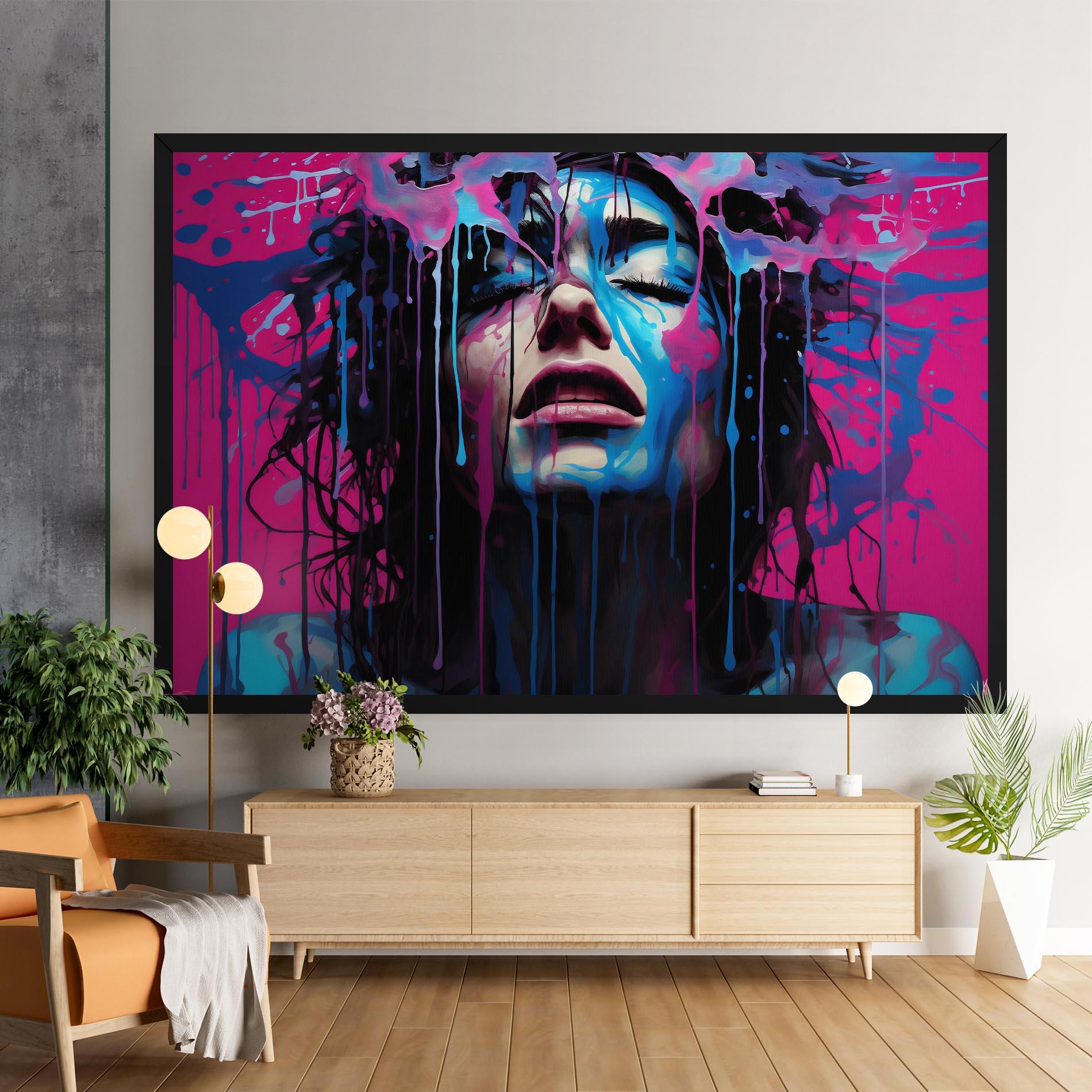 Leinwandbild Blue Pink Woman mockup 9