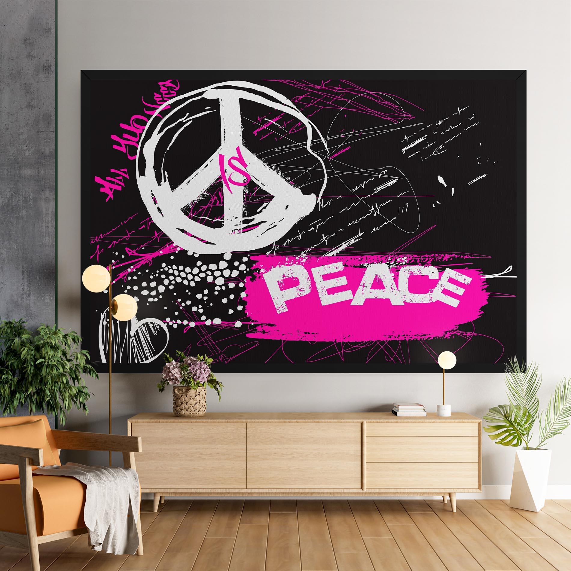 Leinwandbild Graffiti Pink Peace mockup 9