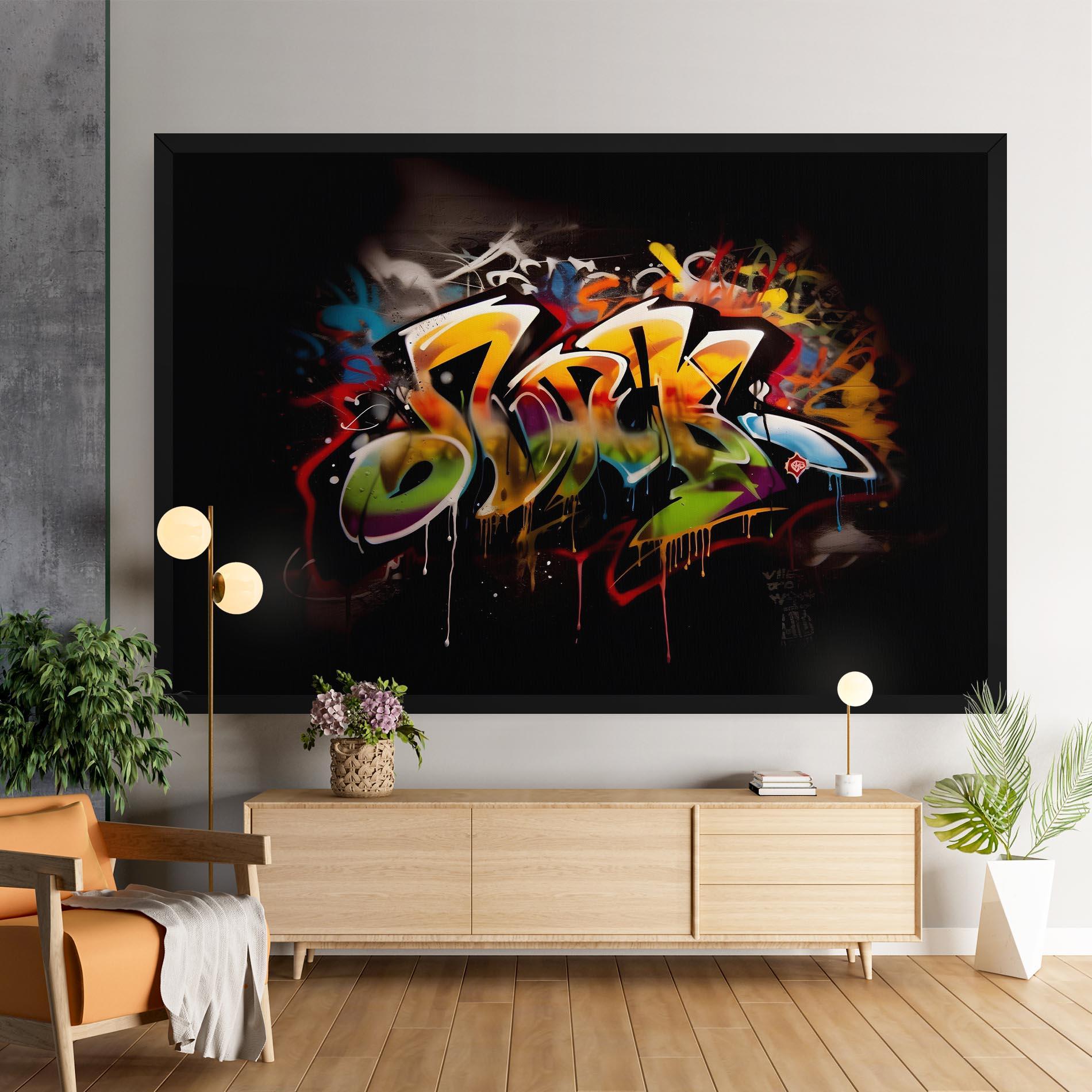 Leinwandbild Graffiti Style Wall mockup 9