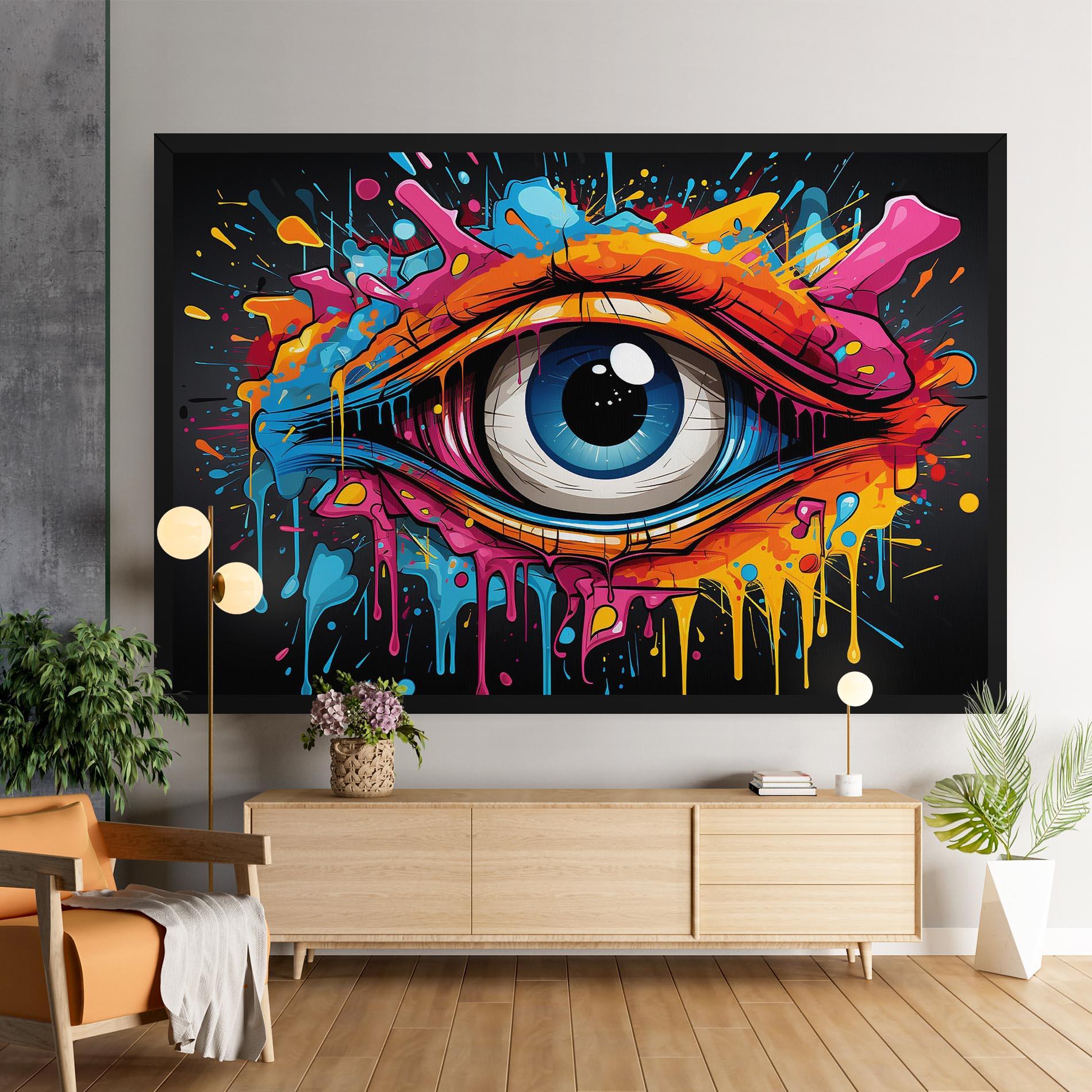 Leinwandbild Graffitistyle Eye mockup 9