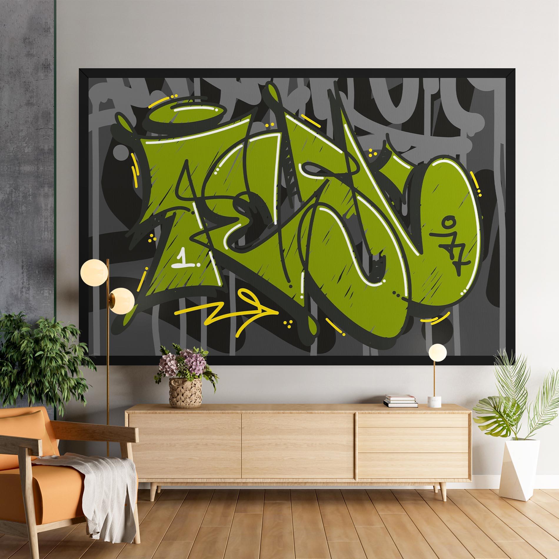 Leinwandbild Green Grey Graffti mockup 9
