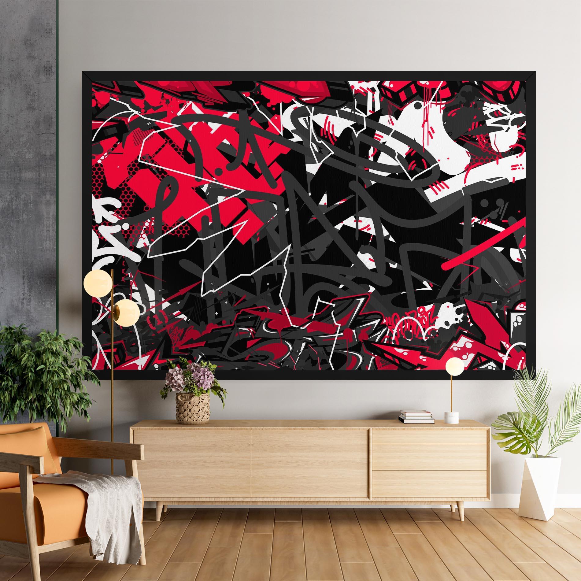 Leinwandbild Grey Red Graffiti mockup 9
