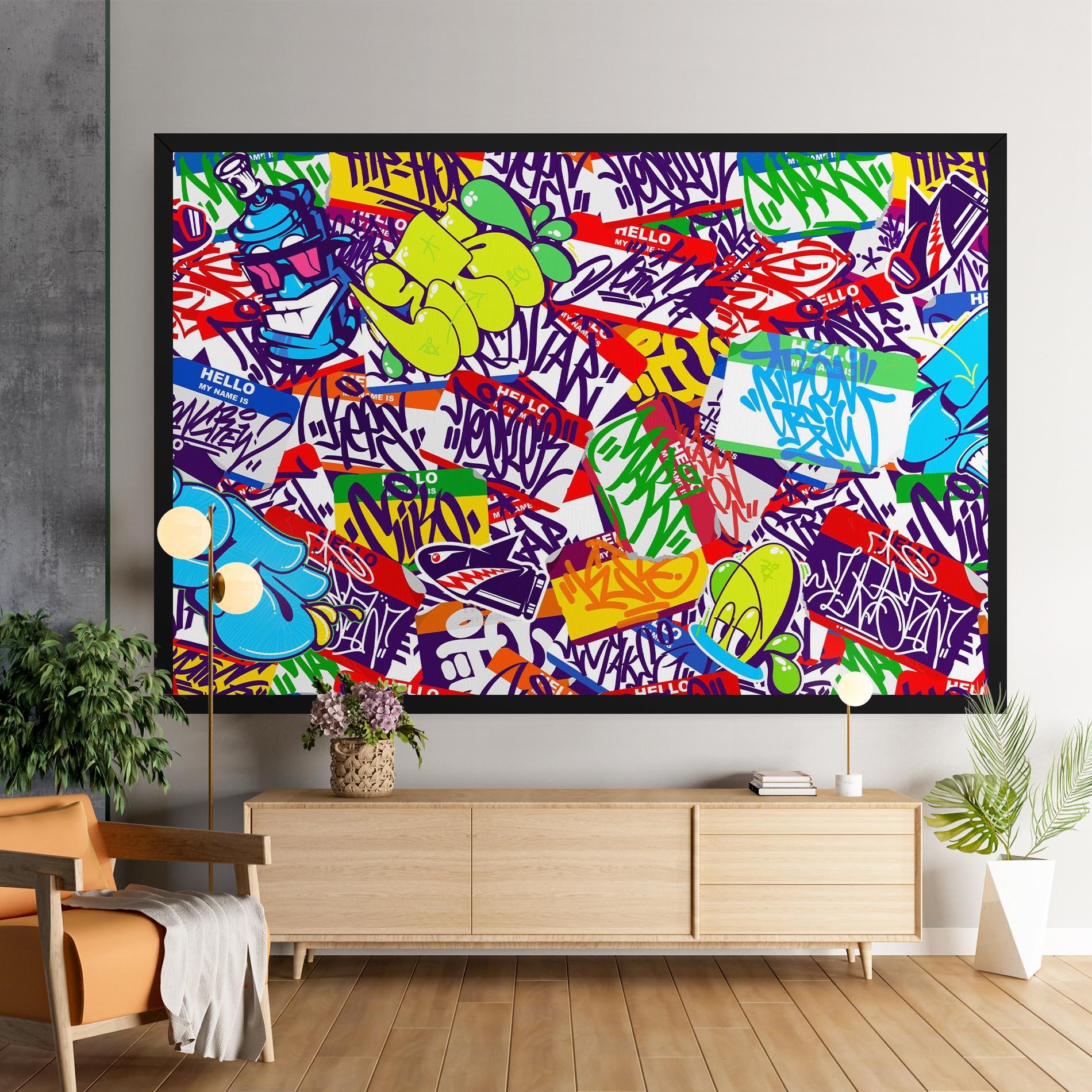Leinwandbild Hello Graffiti Name mockup 9